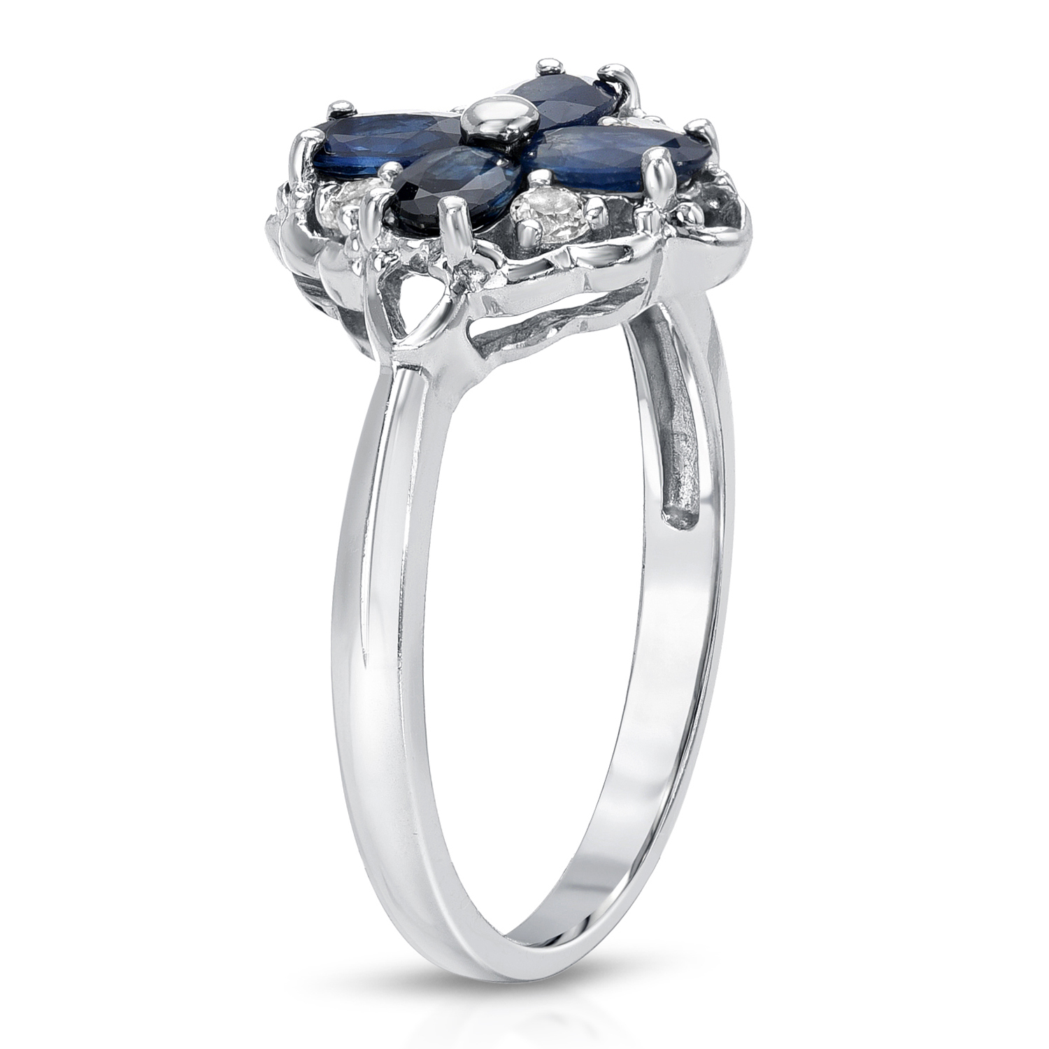 1.20 Carat Genuine Blue sapphire and White Topaz .925 Sterling Silver Ring