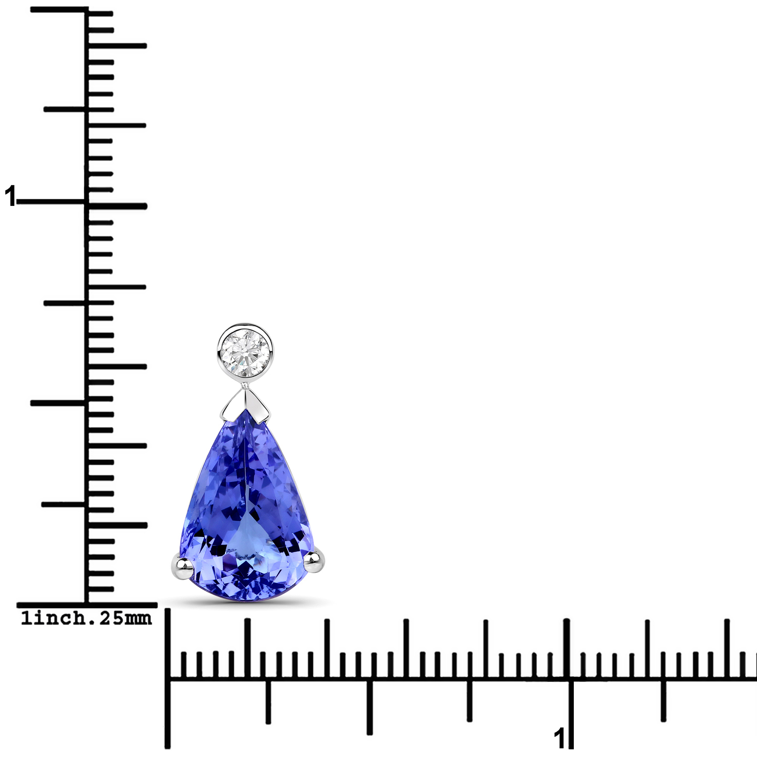 3.90 Carat Genuine Tanzanite and White Diamond 14K White Gold Pendant