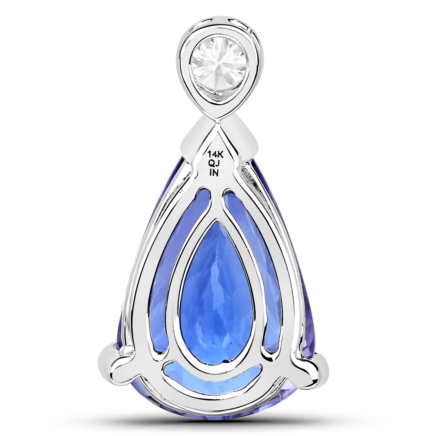 3.90 Carat Genuine Tanzanite and White Diamond 14K White Gold Pendant