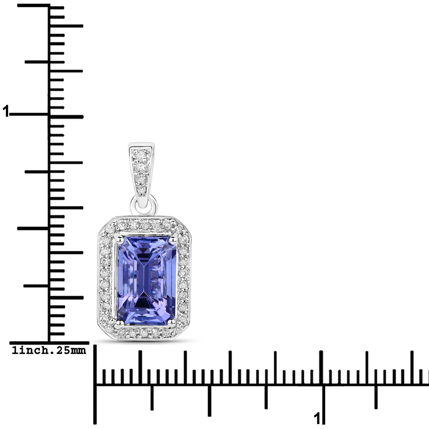3.72 Carat Genuine Tanzanite and White Diamond 14K White Gold Pendant