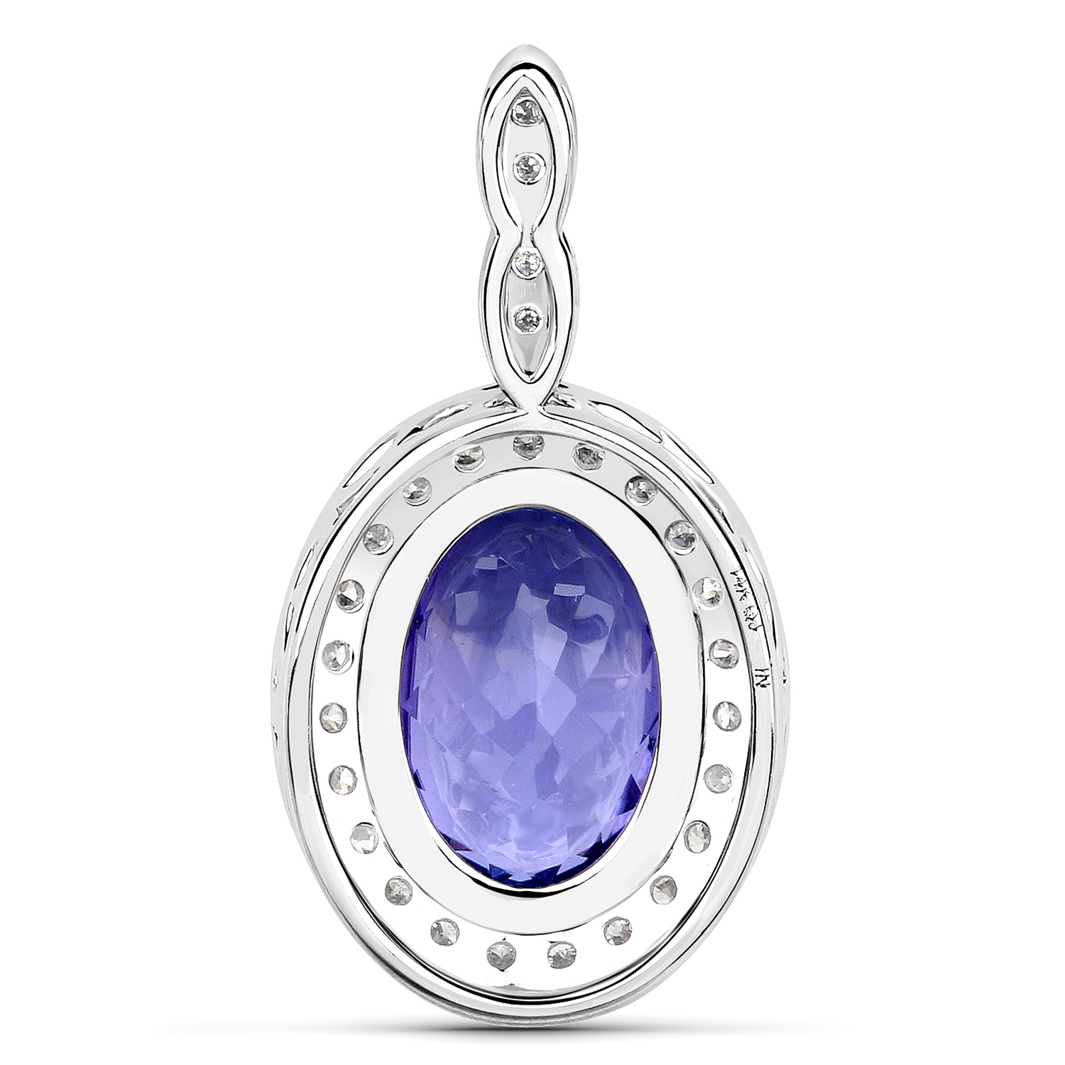 3.40 Carat Genuine Tanzanite and White Diamond 14K White Gold Pendant