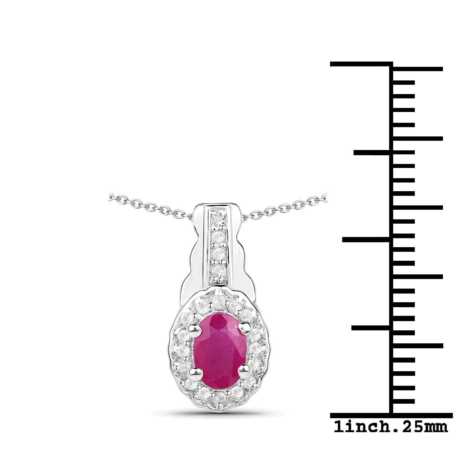 1.20 Carat Genuine Ruby and White Topaz .925 Sterling Silver Earrings