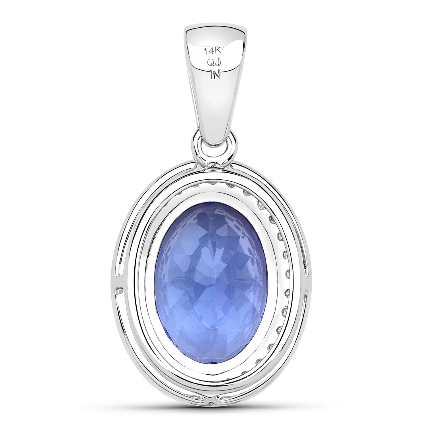4.38 Carat Genuine Tanzanite and White Diamond 14K White Gold Pendant