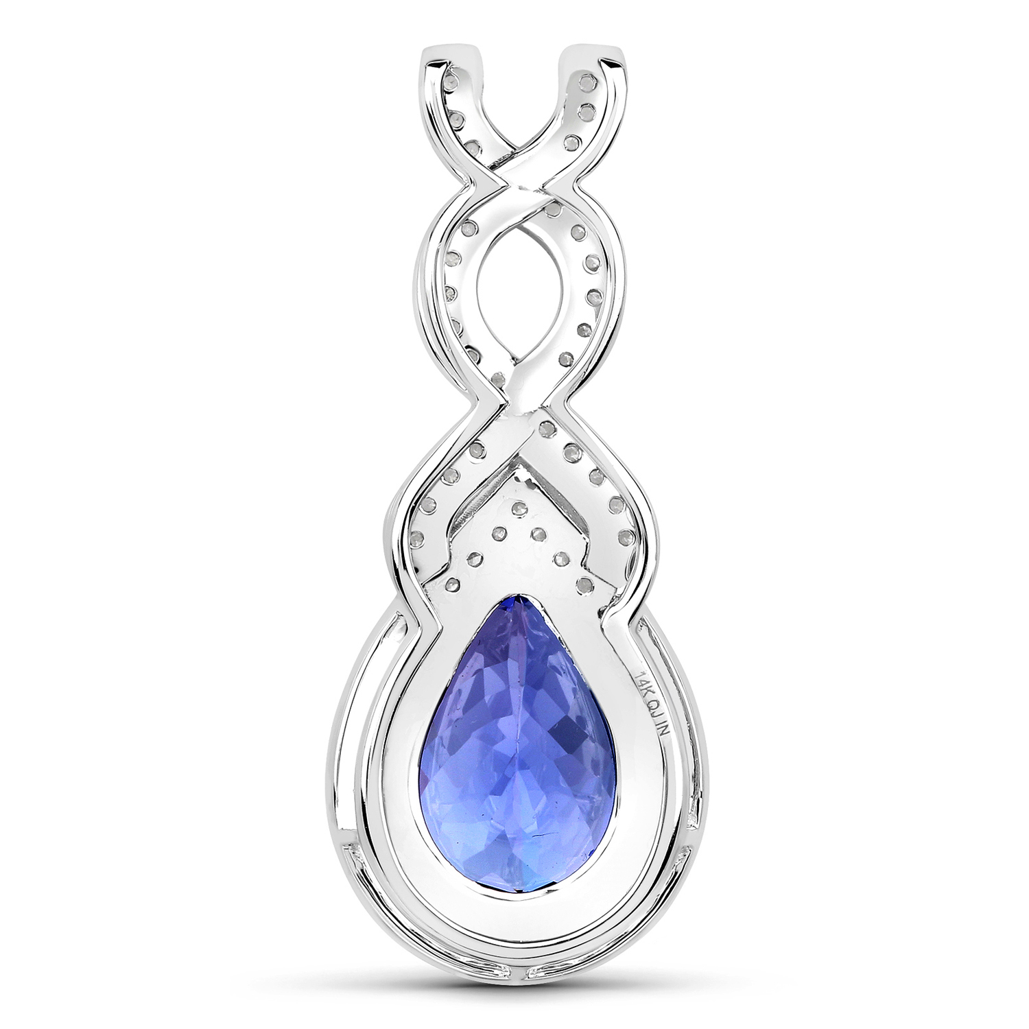 4.05 Carat Genuine Tanzanite and White Diamond 14K White Gold Pendant