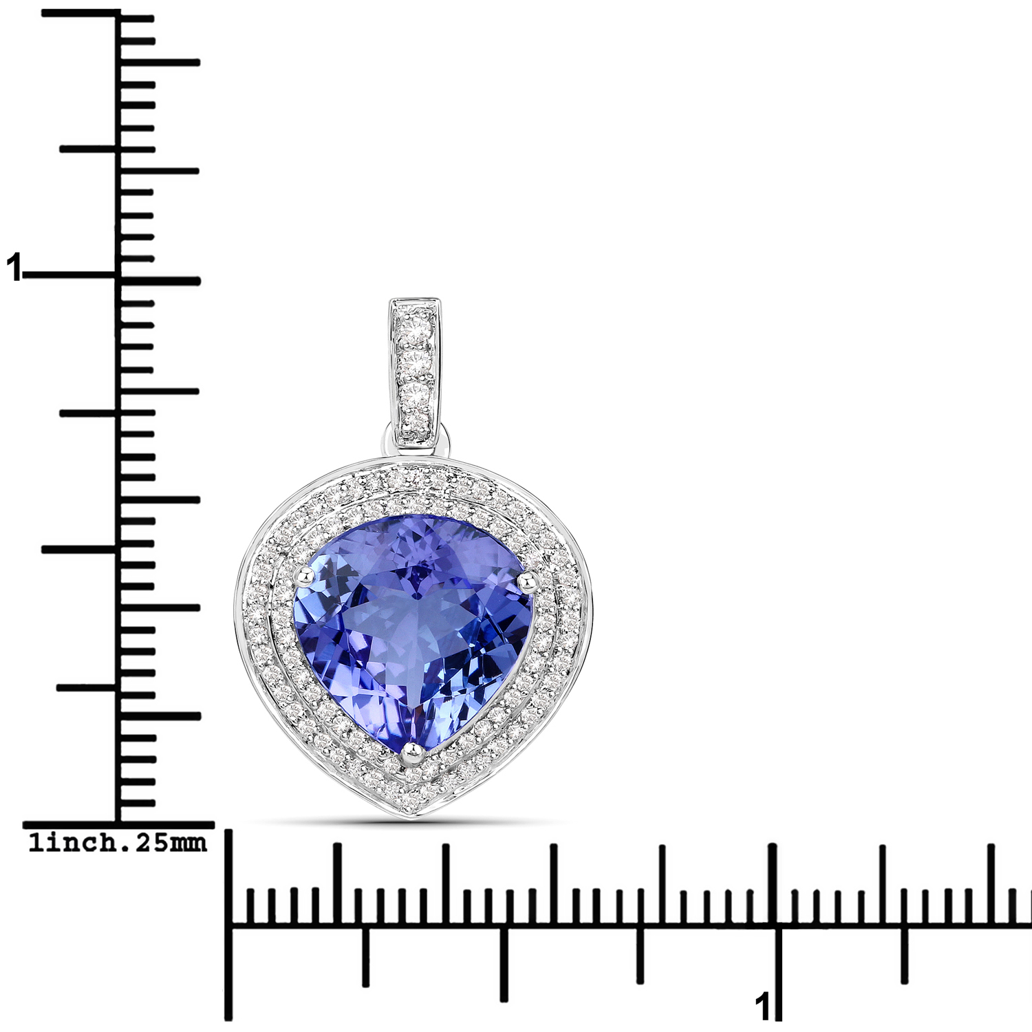 4.48 Carat Genuine Tanzanite and White Diamond 14K White Gold Pendant