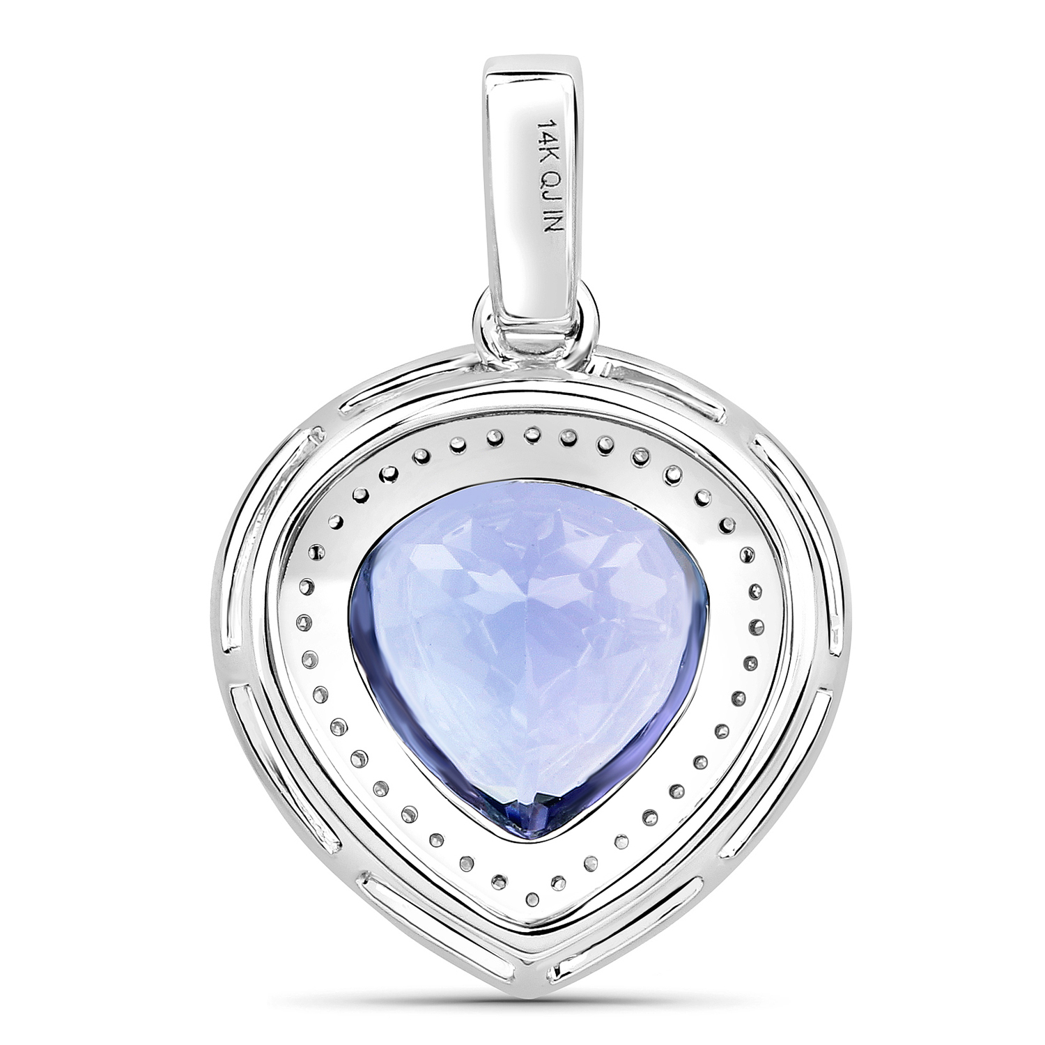 4.48 Carat Genuine Tanzanite and White Diamond 14K White Gold Pendant