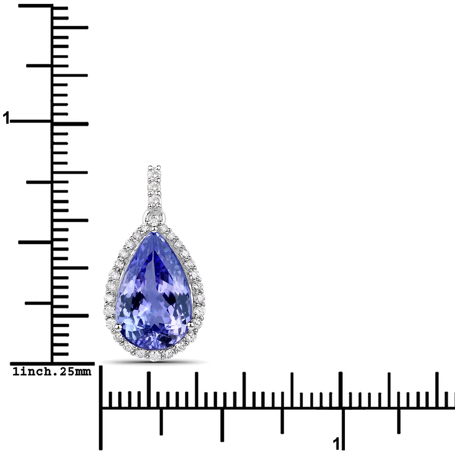4.22 Carat Genuine Tanzanite and White Diamond 14K White Gold Pendant