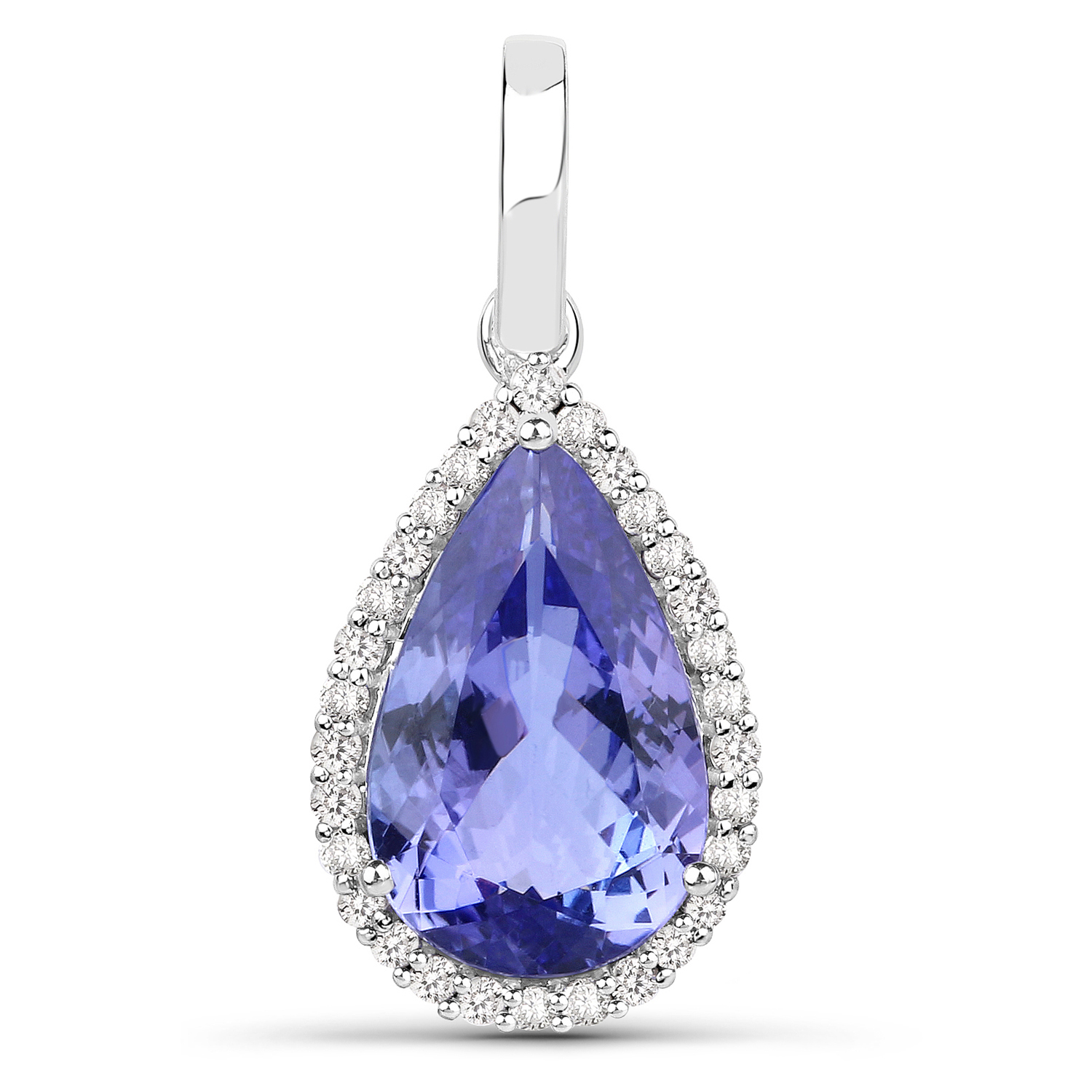 4.39 Carat Genuine Tanzanite and White Diamond 14K White Gold Pendant