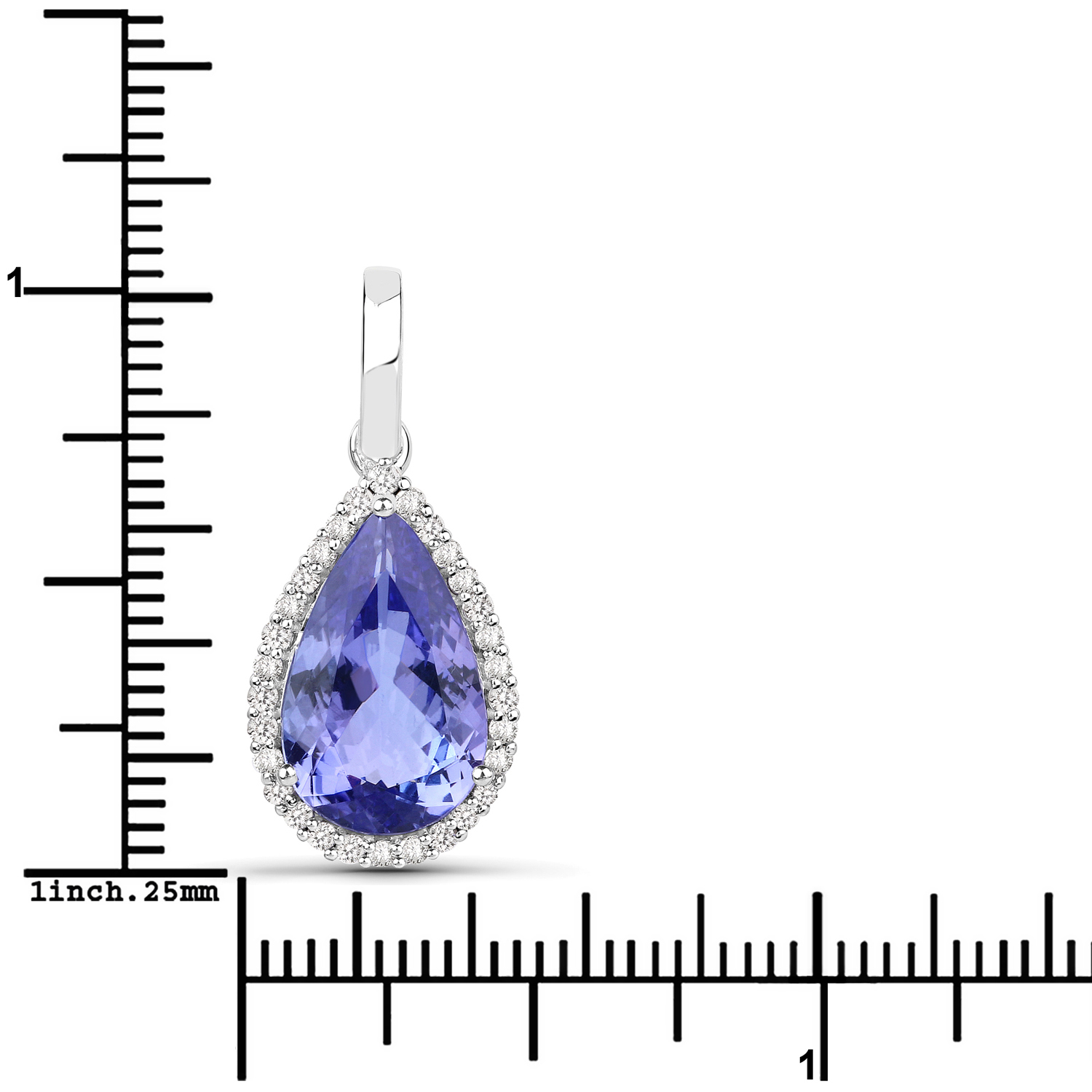 4.39 Carat Genuine Tanzanite and White Diamond 14K White Gold Pendant