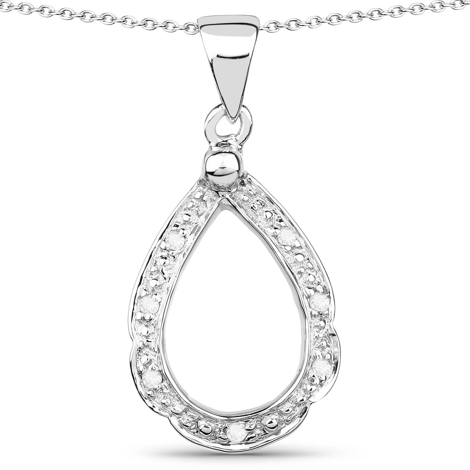 0.06 Carat Genuine White Diamond .925 Sterling Silver Pendant