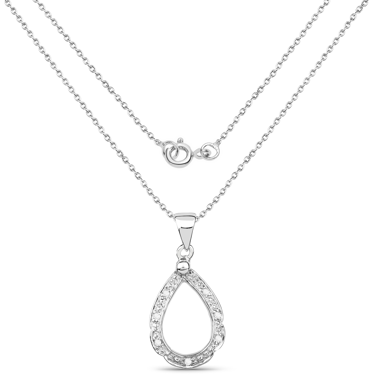 0.06 Carat Genuine White Diamond .925 Sterling Silver Pendant