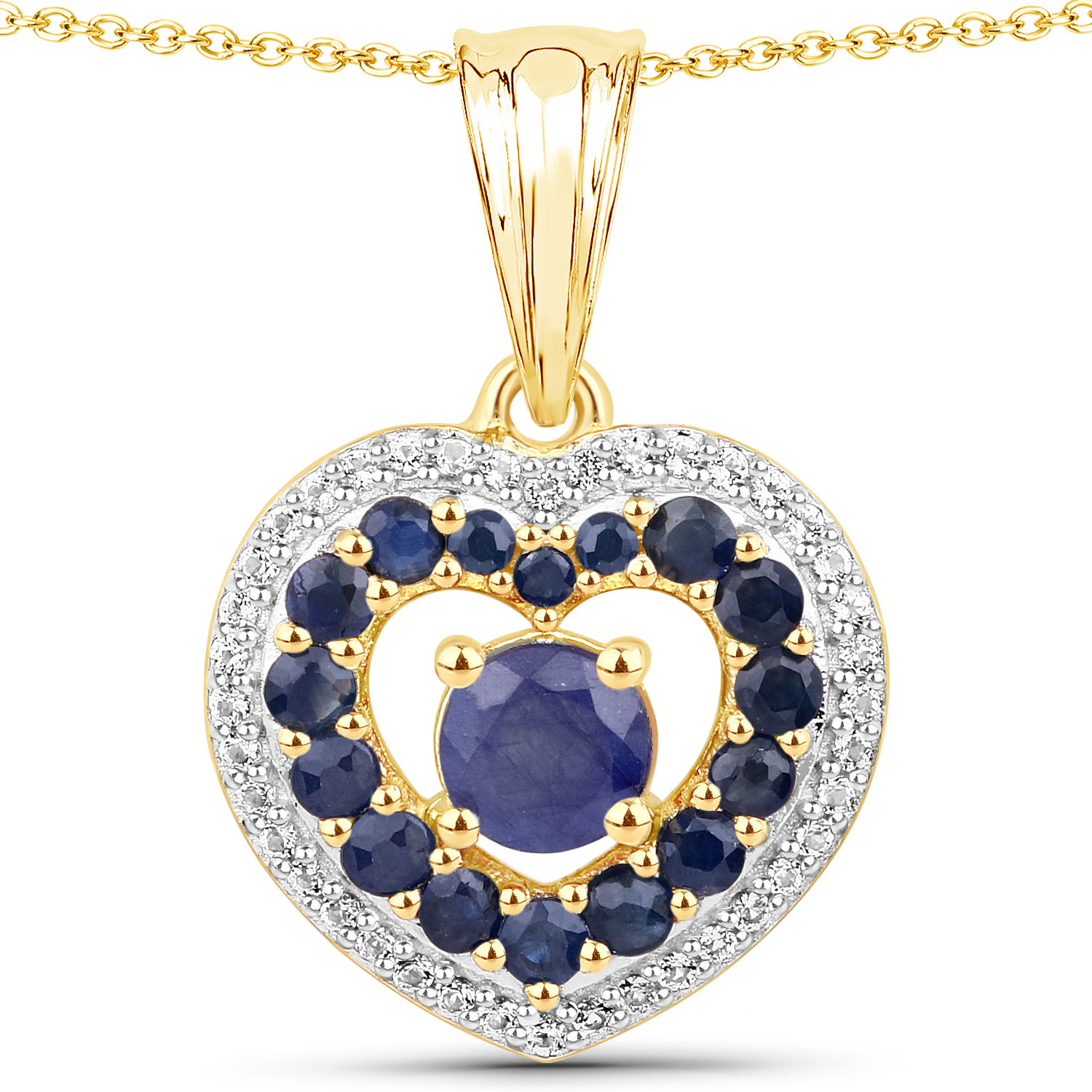 1.60 Carat Genuine Multi Stones .925 Sterling Silver Pendant