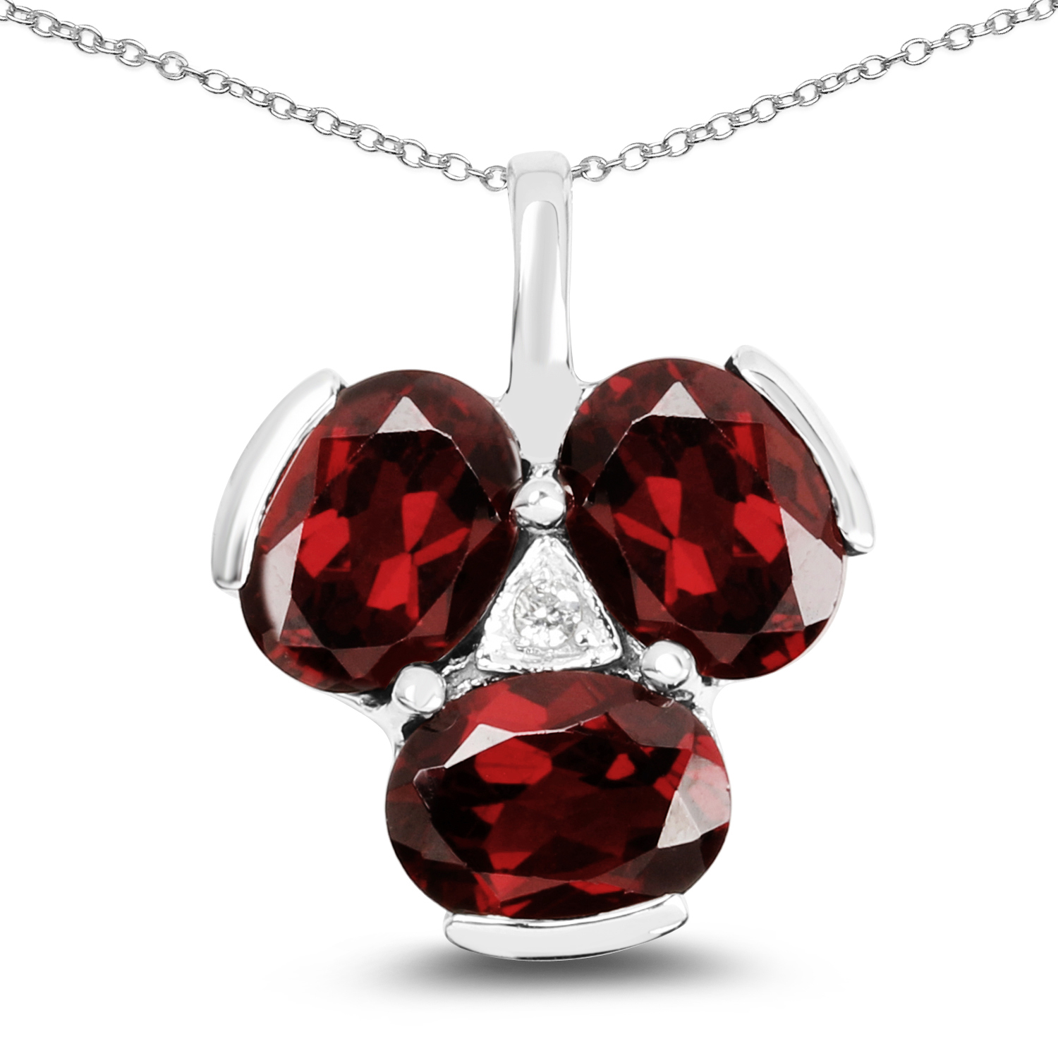 4.82 Carat Genuine Garnet & White Topaz .925 Sterling Silver Pendant
