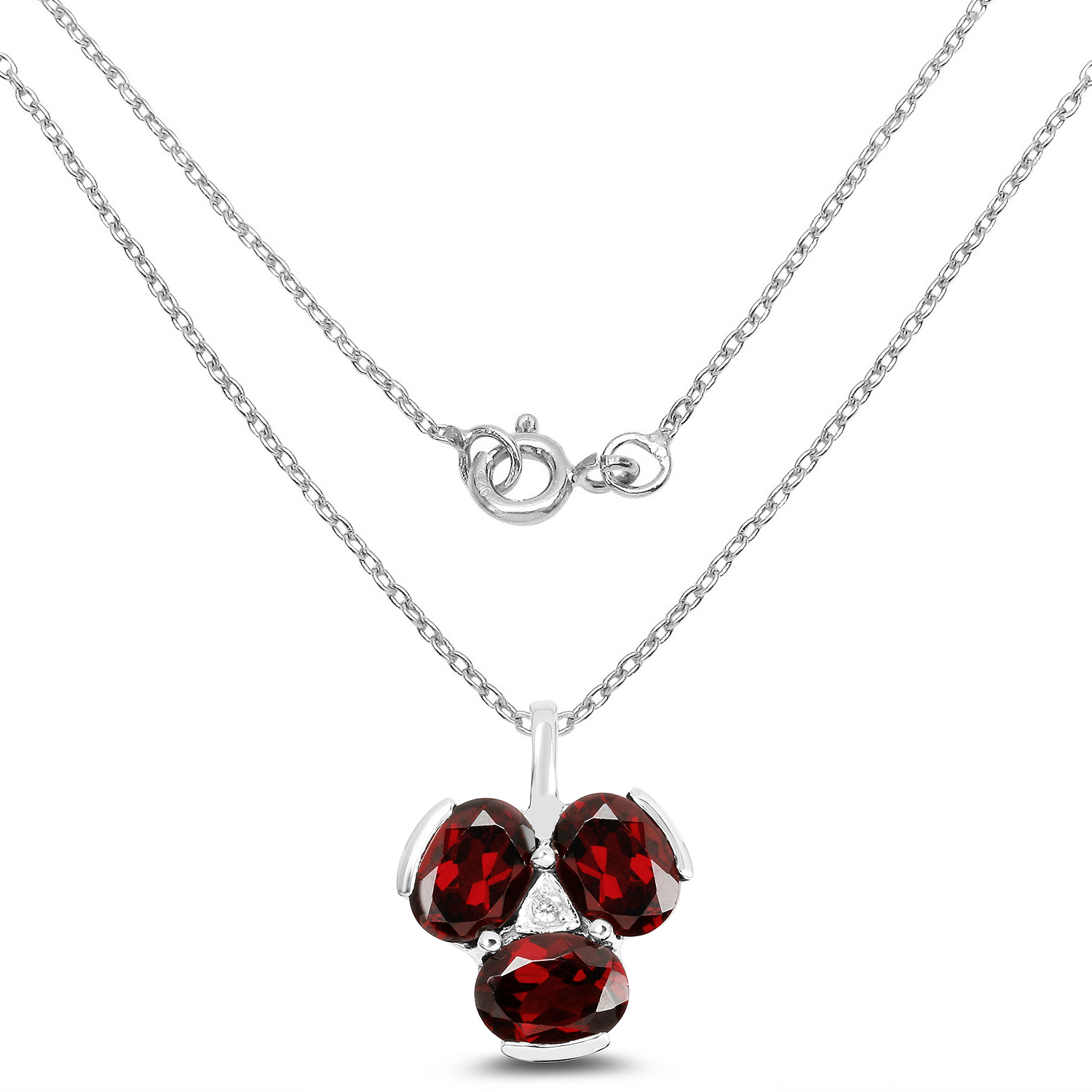 4.82 Carat Genuine Garnet & White Topaz .925 Sterling Silver Pendant