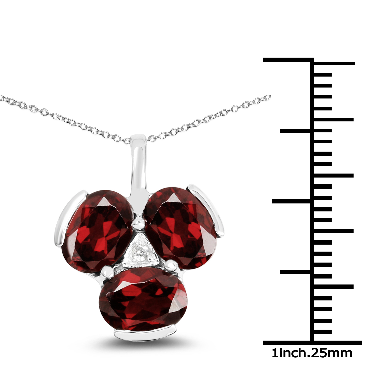 4.82 Carat Genuine Garnet & White Topaz .925 Sterling Silver Pendant