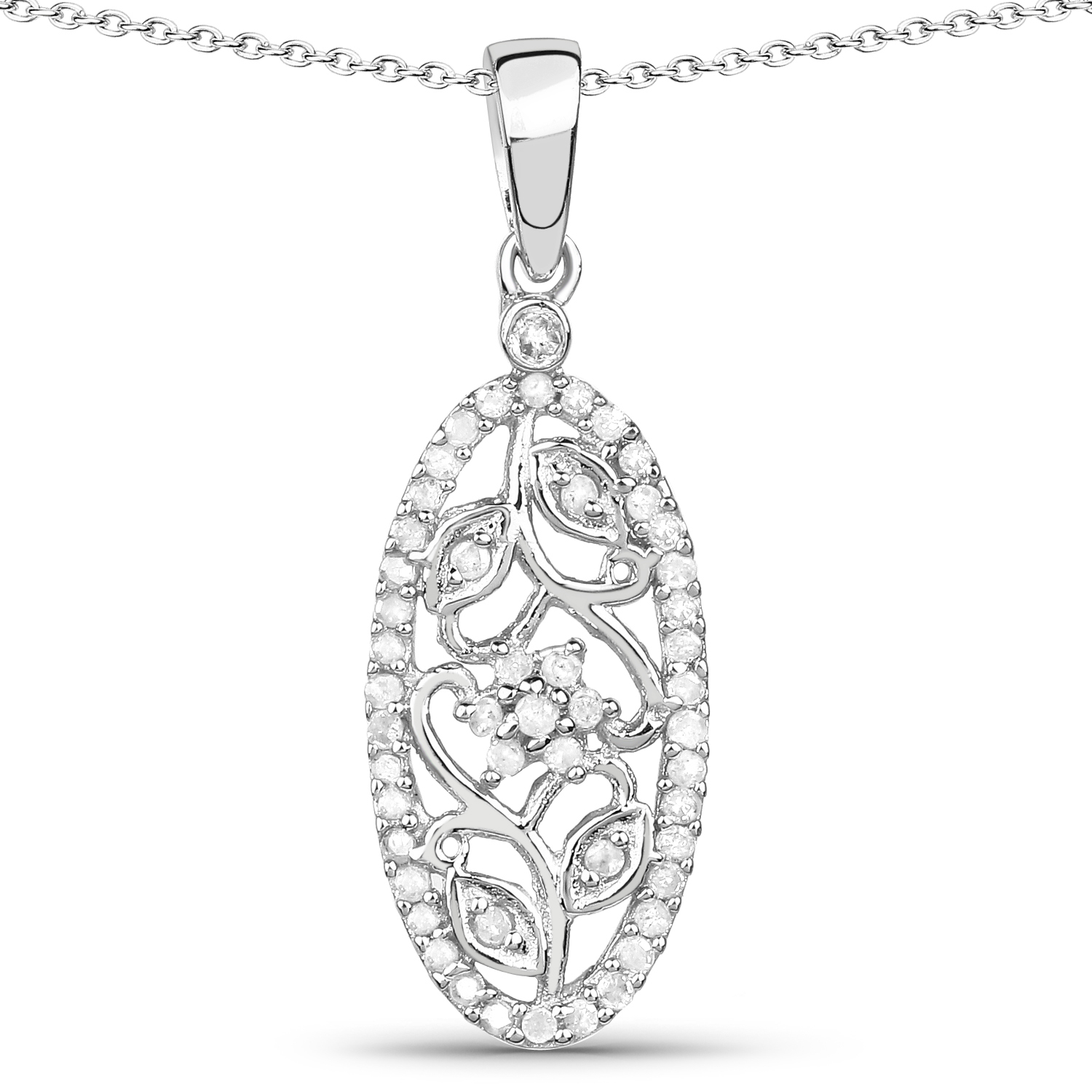 0.22 Carat Genuine White Diamond .925 Sterling Silver Pendant