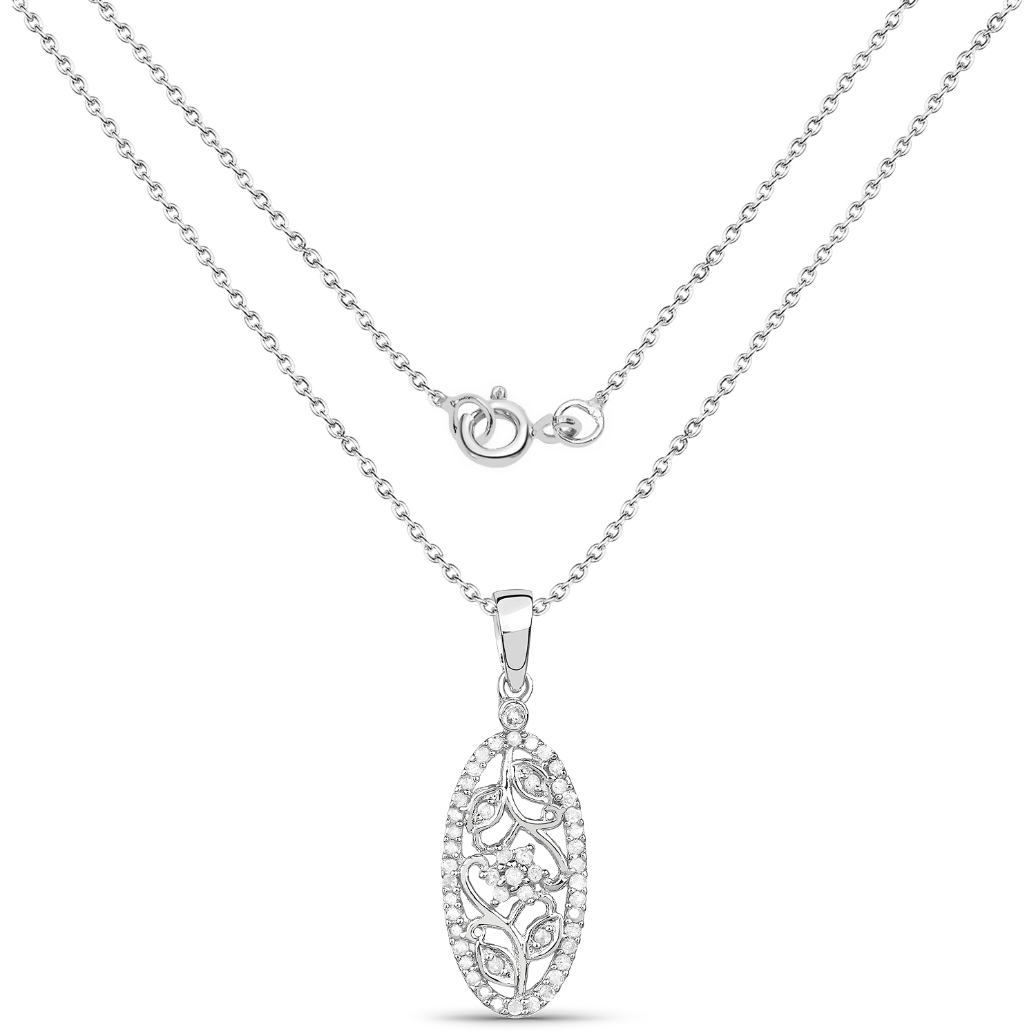 0.22 Carat Genuine White Diamond .925 Sterling Silver Pendant