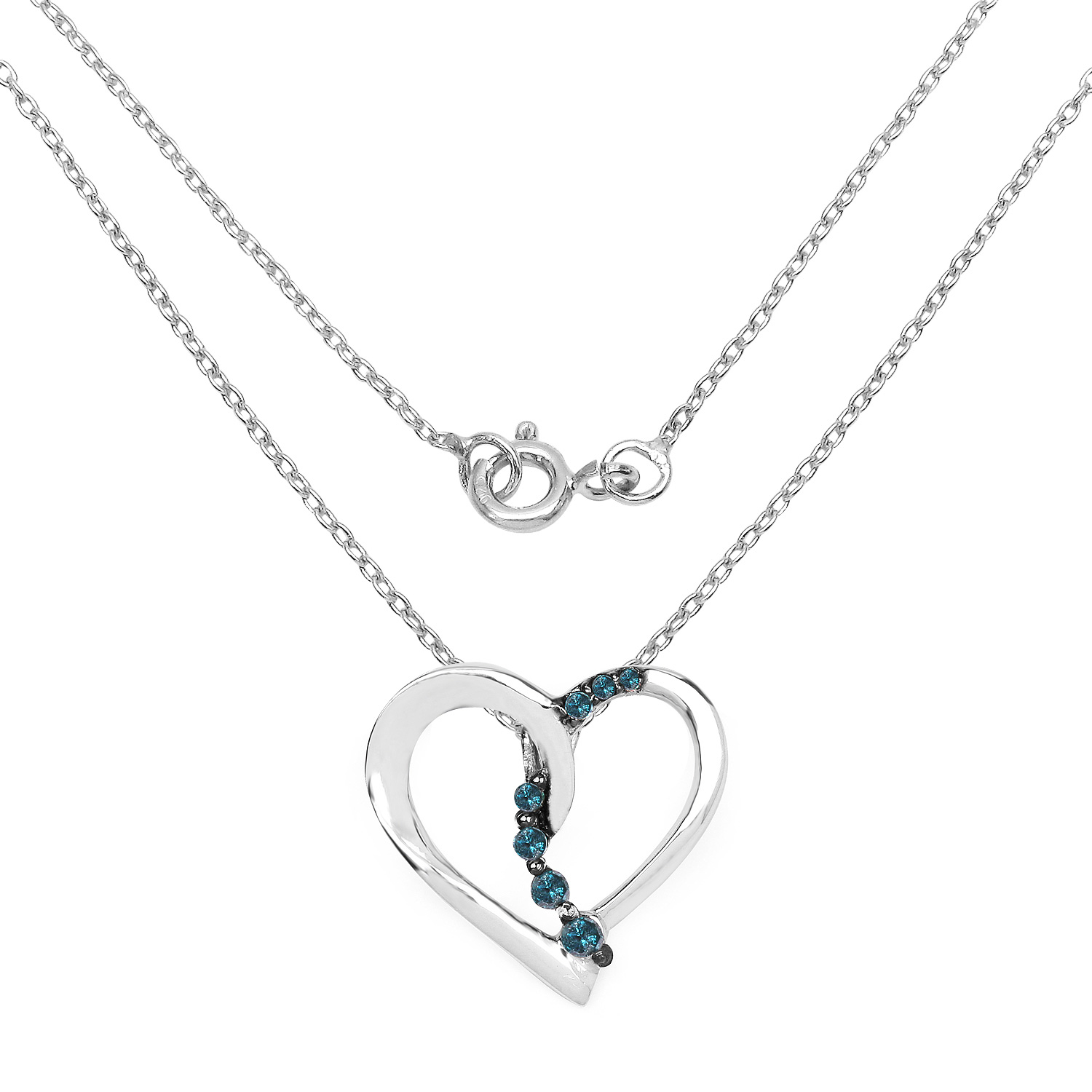 0.10 Carat Genuine Blue Diamond .925 Sterling Silver Pendant