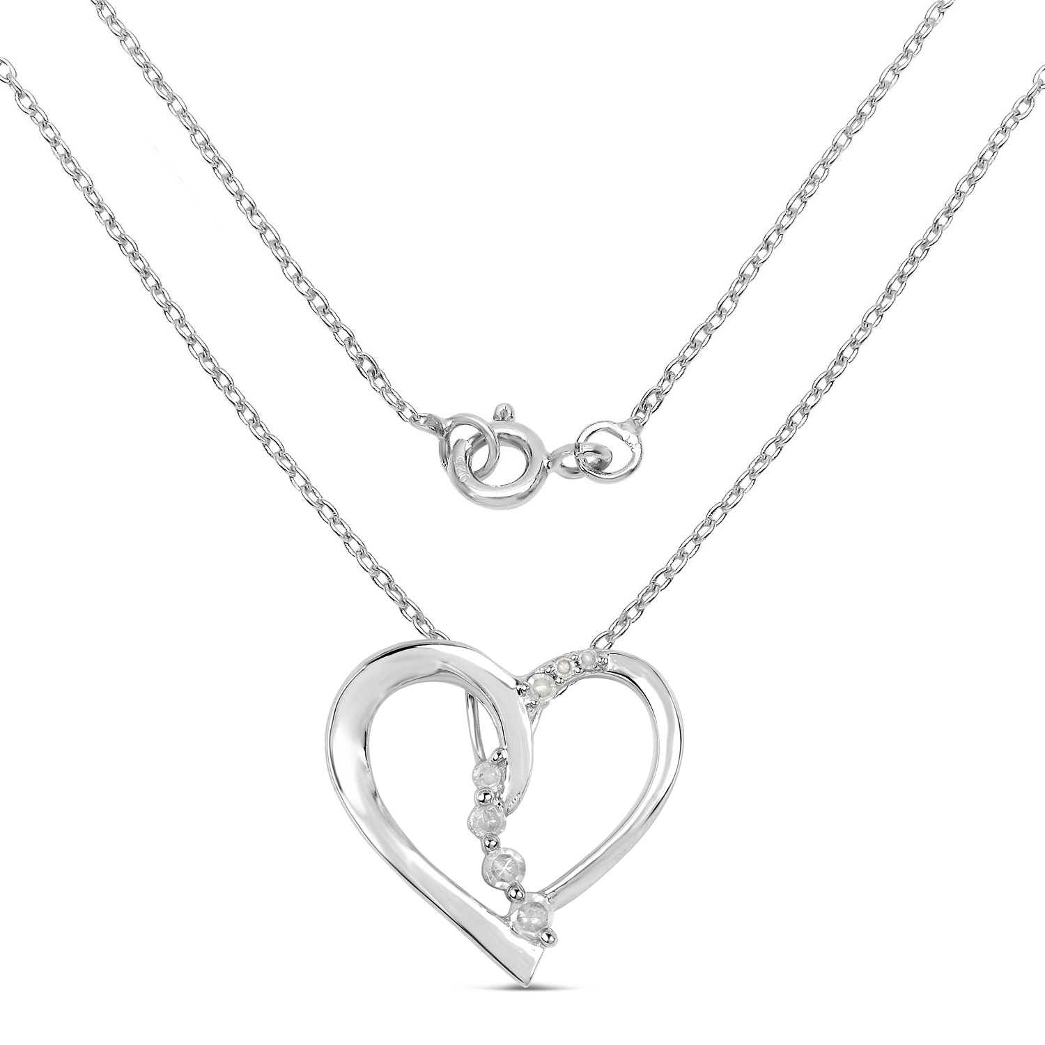 0.10 Carat Genuine White Diamond .925 Sterling Silver Pendant