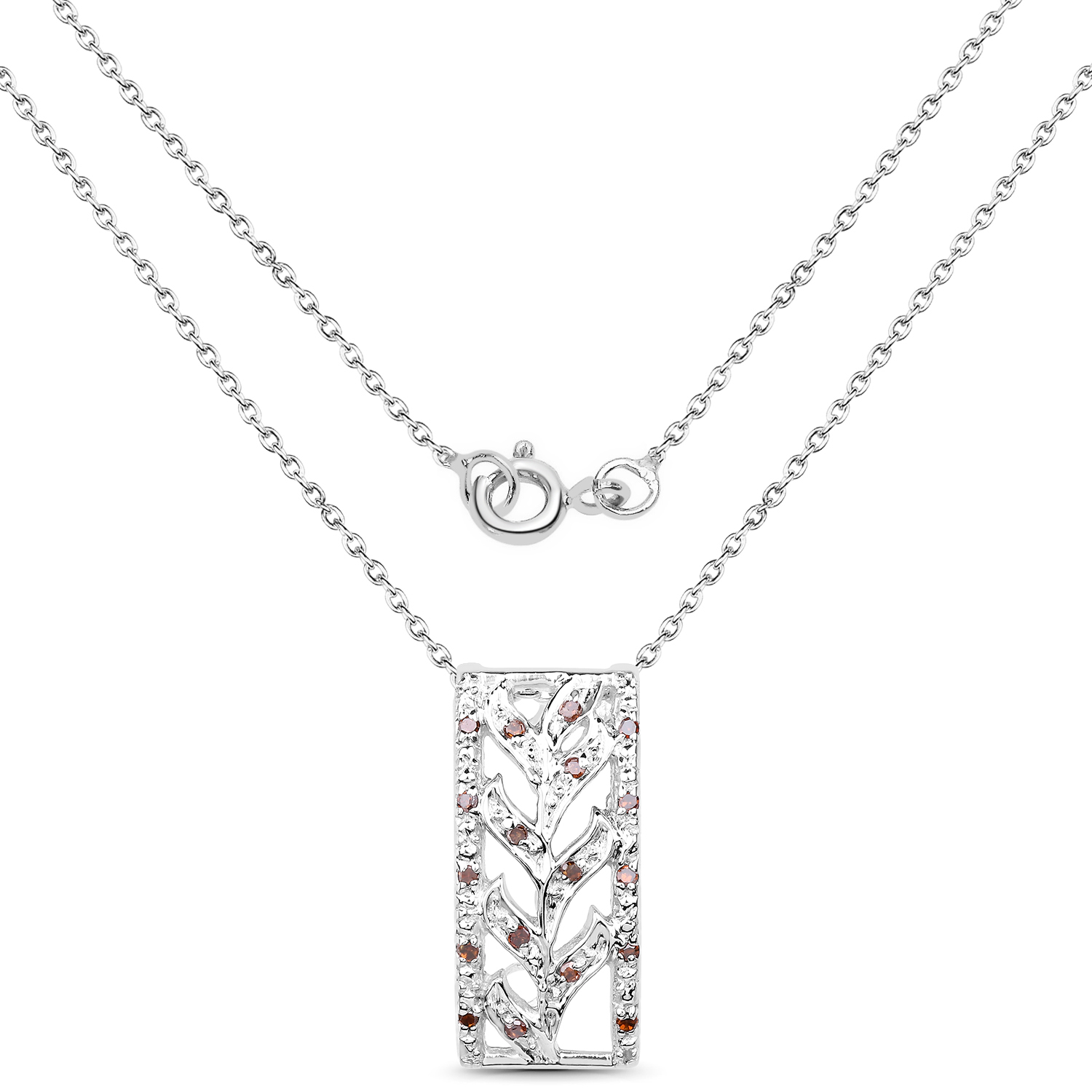 0.10 Carat Genuine Red Diamond .925 Sterling Silver Pendant