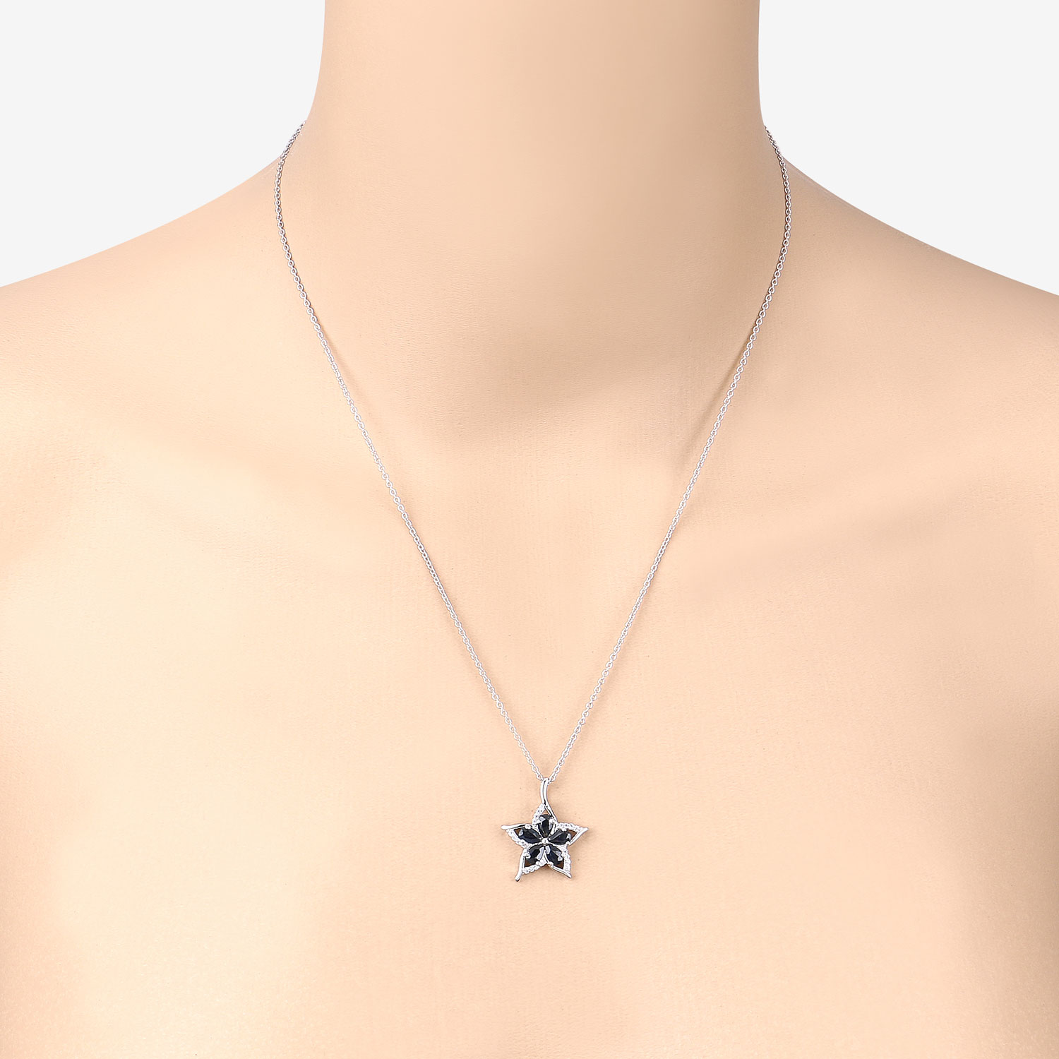 1.12 Carat Genuine Blue Sapphire and White Zircon .925 Sterling Silver Pendant