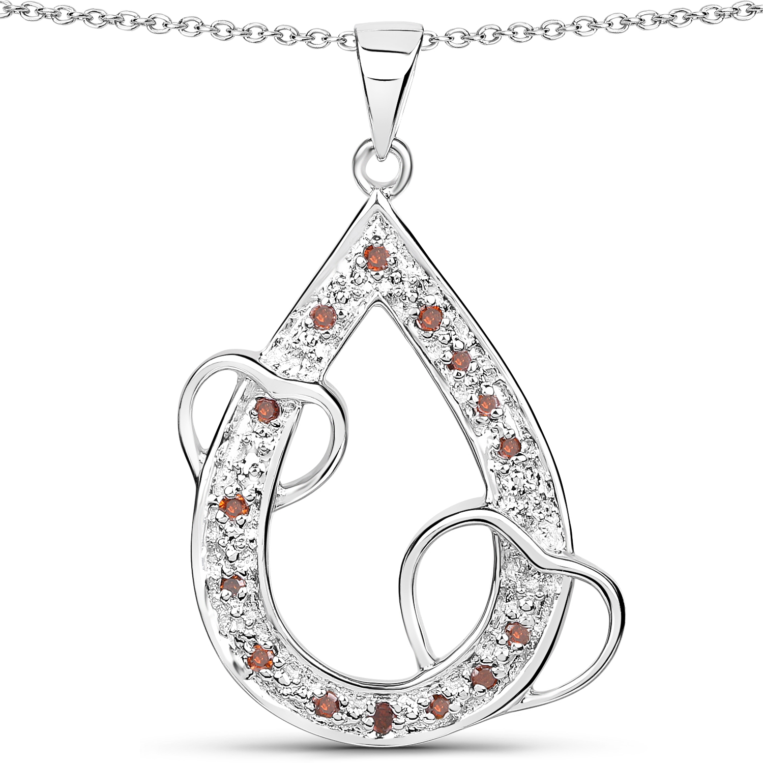 0.18 Carat Genuine Red Diamond .925 Sterling Silver Pendant