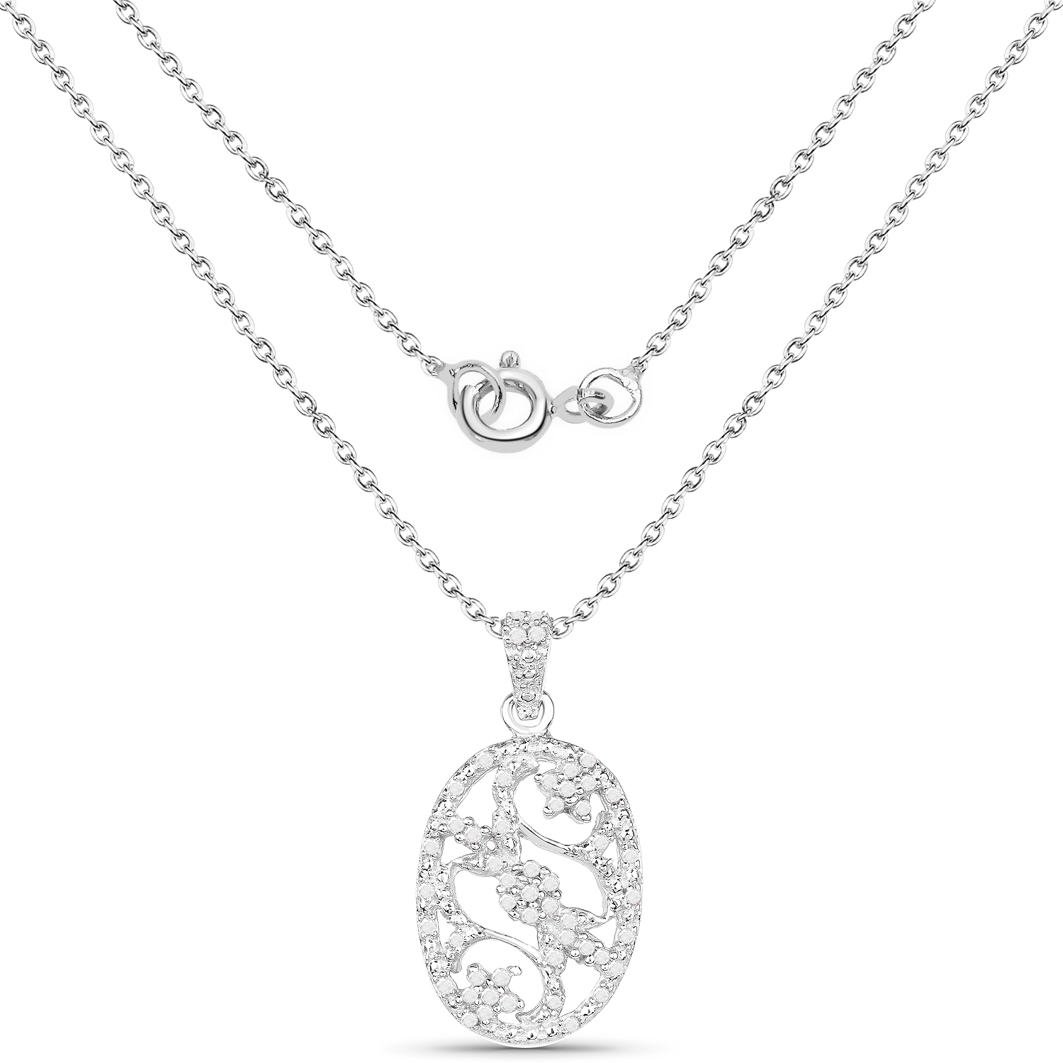 0.26 Carat Genuine White Diamond .925 Sterling Silver Pendant