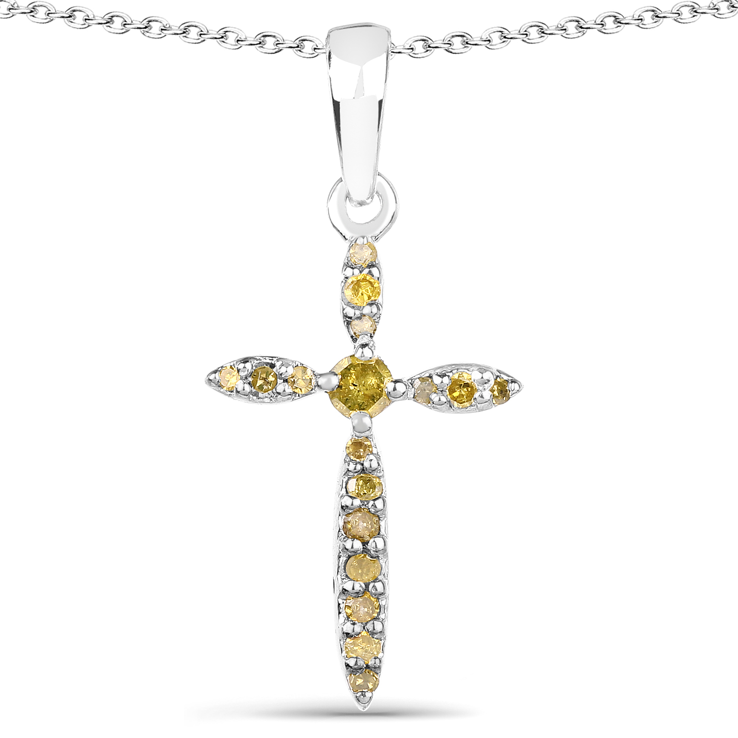 0.22 Carat Genuine Yellow Diamond .925 Sterling Silver Pendant