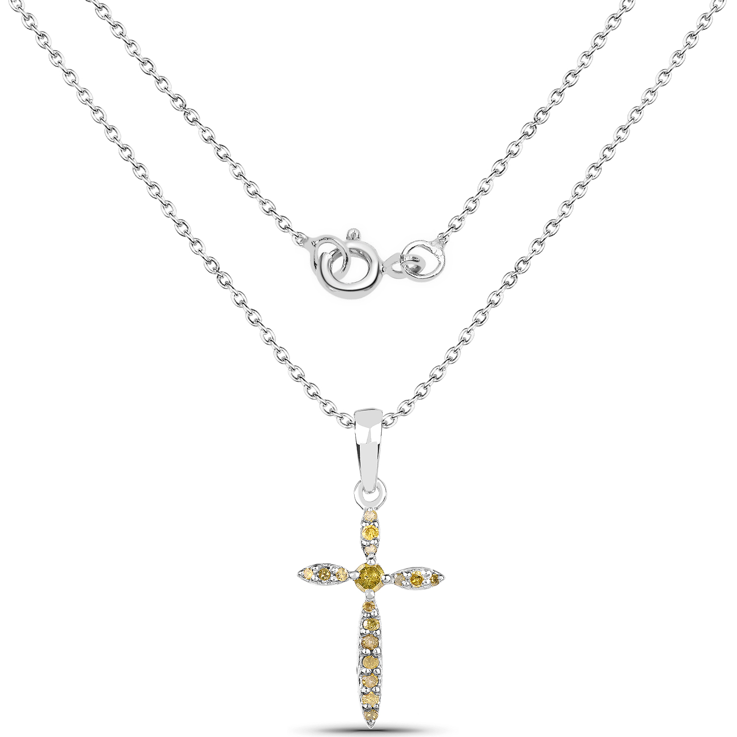 0.22 Carat Genuine Yellow Diamond .925 Sterling Silver Pendant