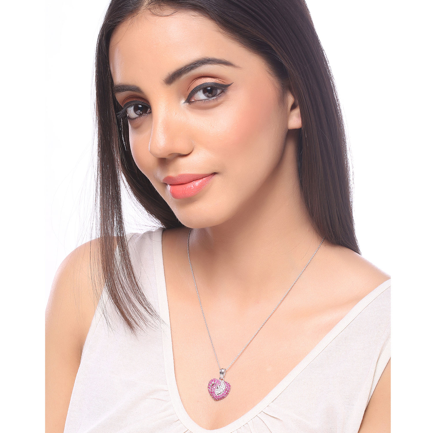 2.65 Carat Genuine Ruby and White Sapphire .925 Sterling Silver Pendant