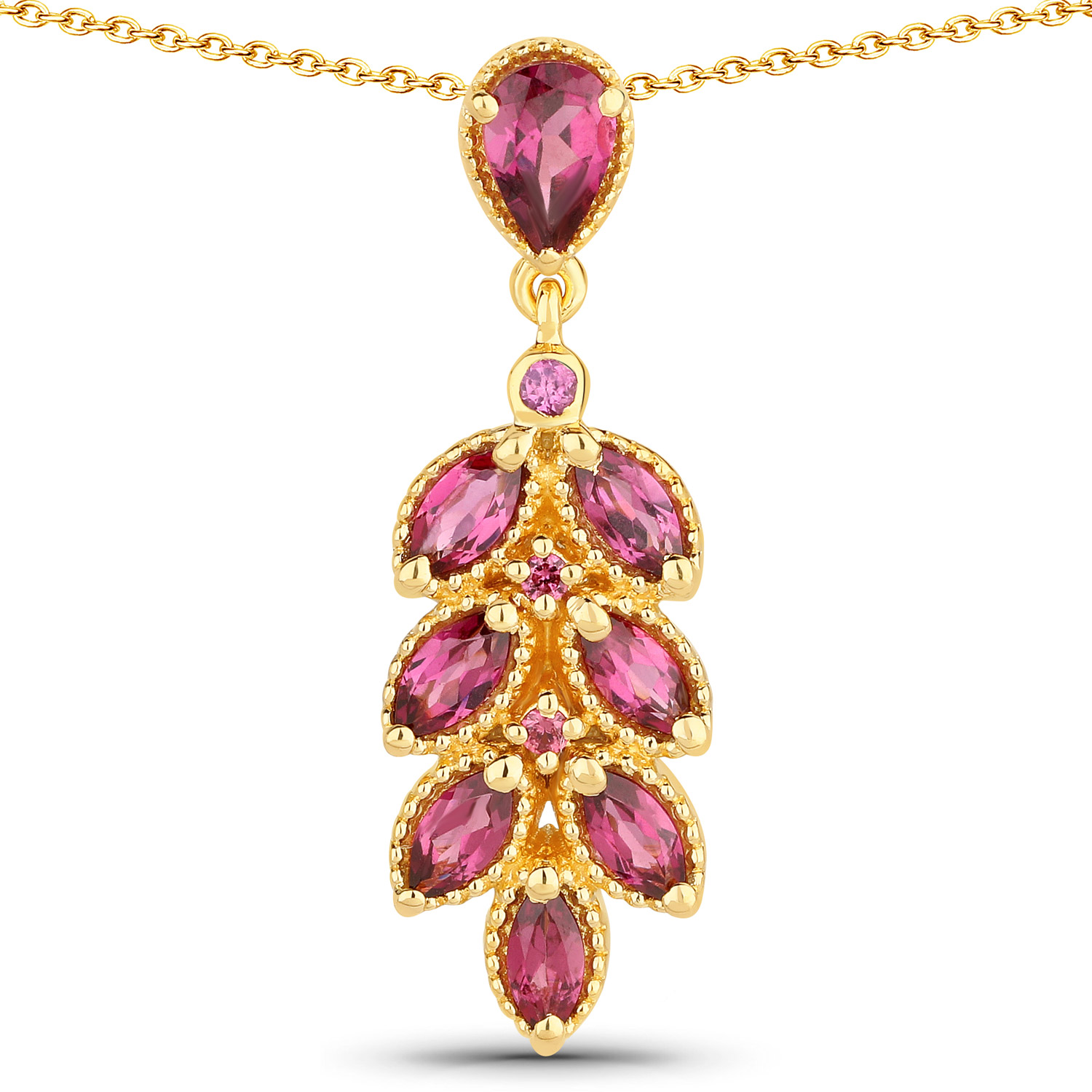 1.59 Carat Genuine Rhodolite .925 Sterling Silver Pendant