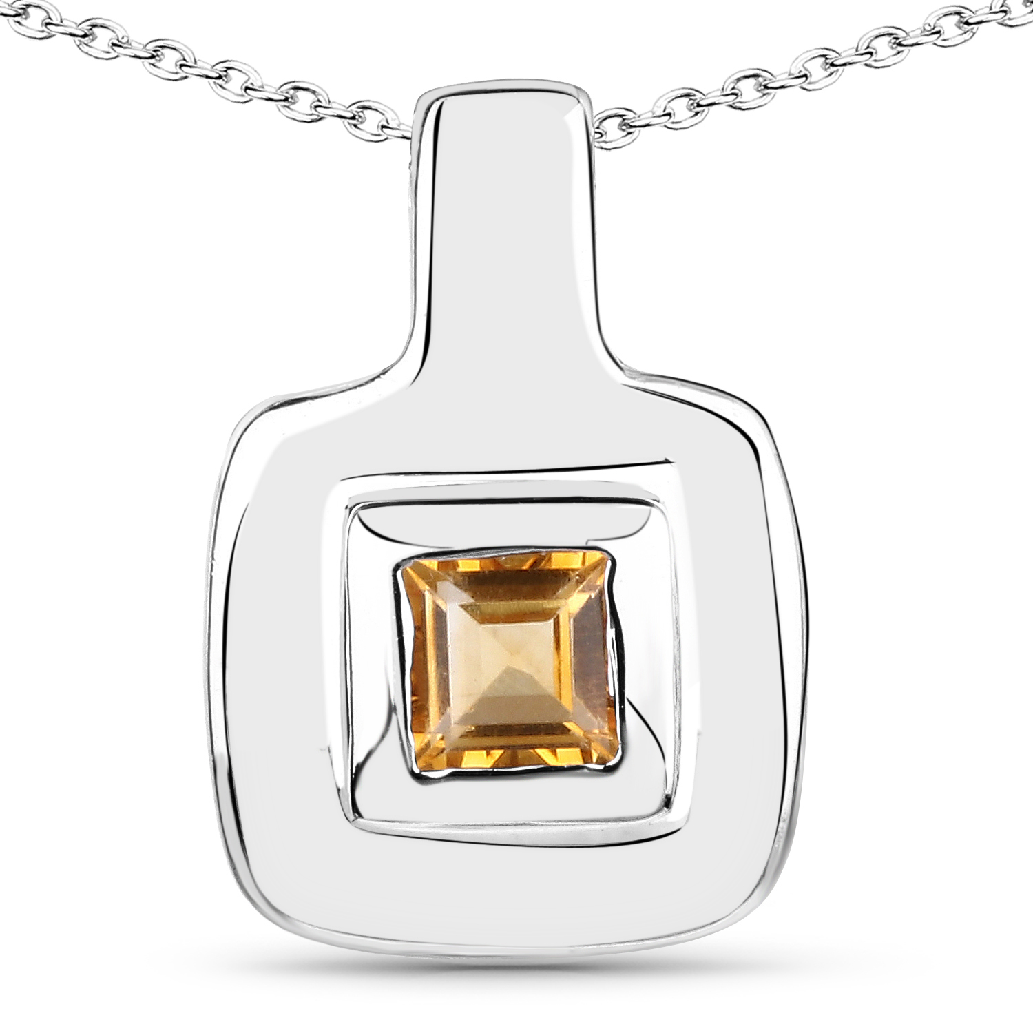 0.15 Carat Genuine Citrine .925 Sterling Silver Pendant