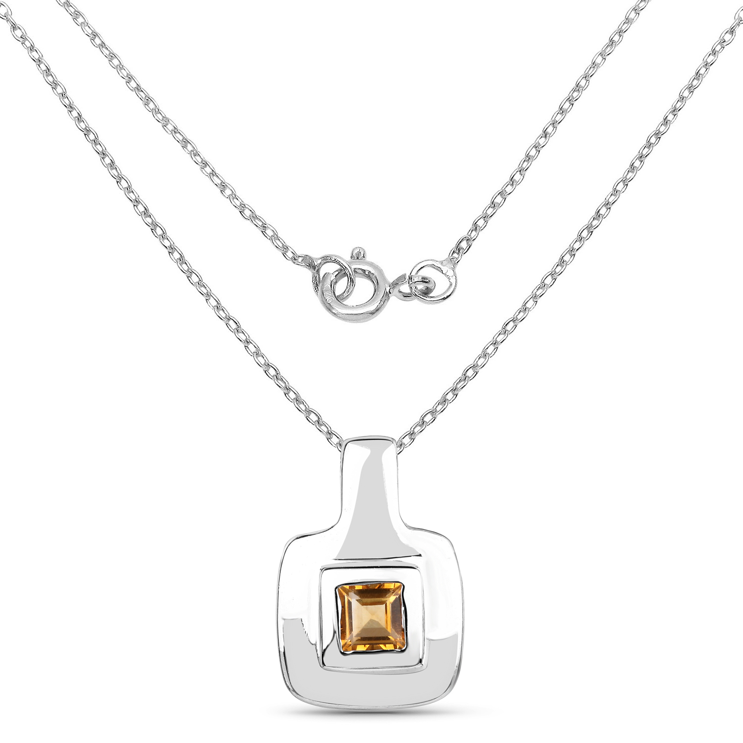 0.15 Carat Genuine Citrine .925 Sterling Silver Pendant