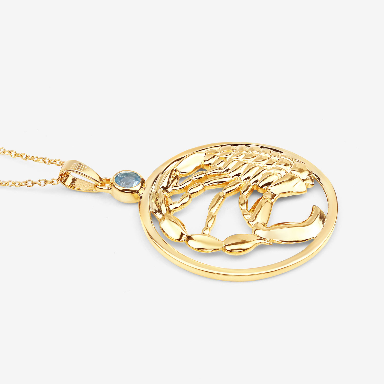 0.32 Carat Genuine Blue Topaz .925 Sterling Silver Pendant