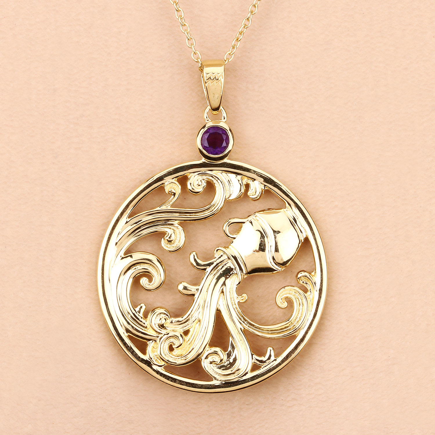 0.24 Carat Genuine Amethyst .925 Sterling Silver Pendant