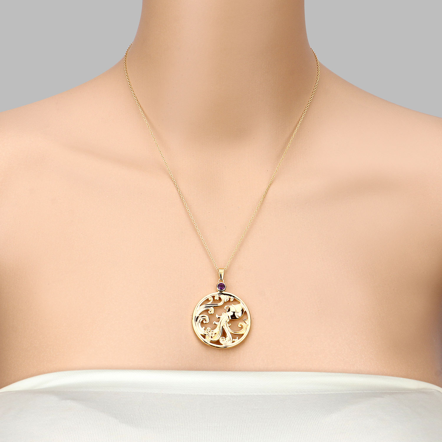 0.24 Carat Genuine Amethyst .925 Sterling Silver Pendant