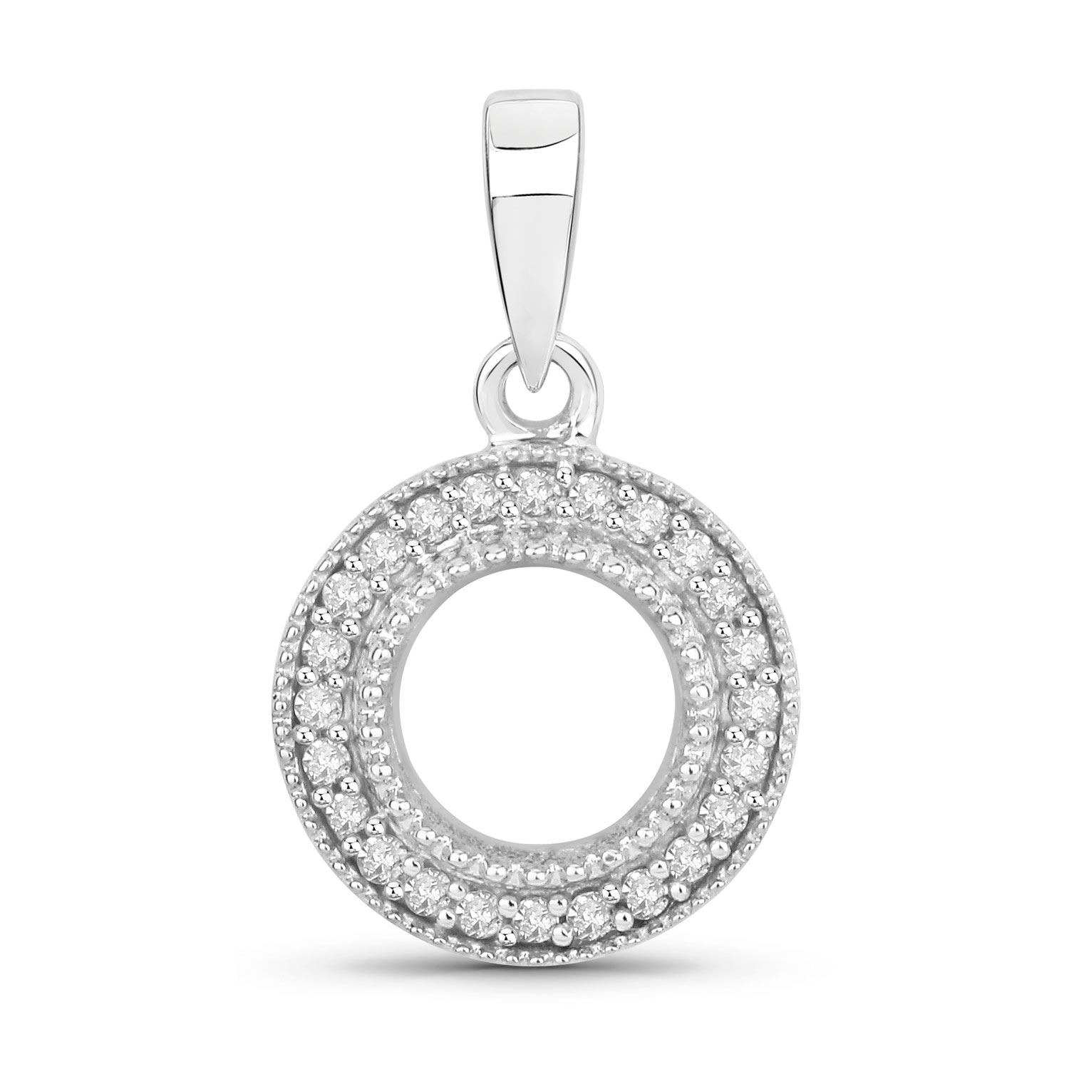 0.09 Carat Genuine White Diamond 14K White Gold Pendant