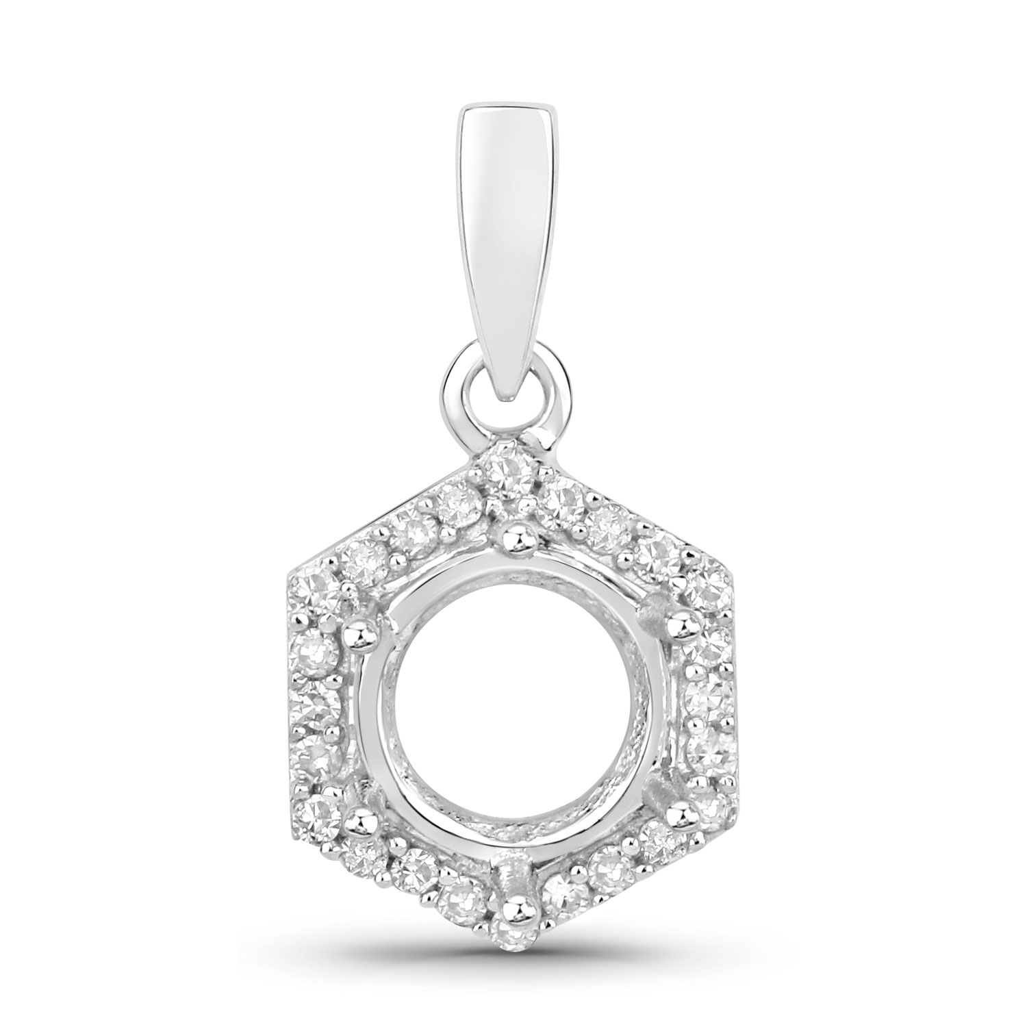 0.09 Carat Genuine White Diamond 14K White Gold Pendant