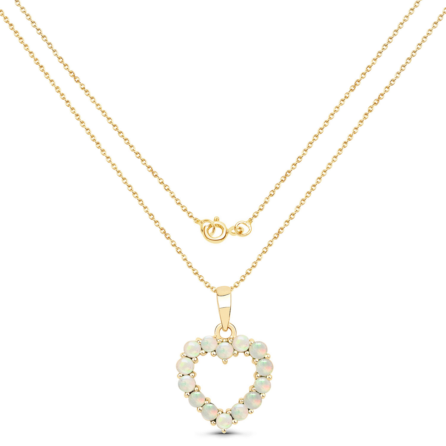0.42 Carat Genuine Ethiopian Opal 10K Yellow Gold Pendant