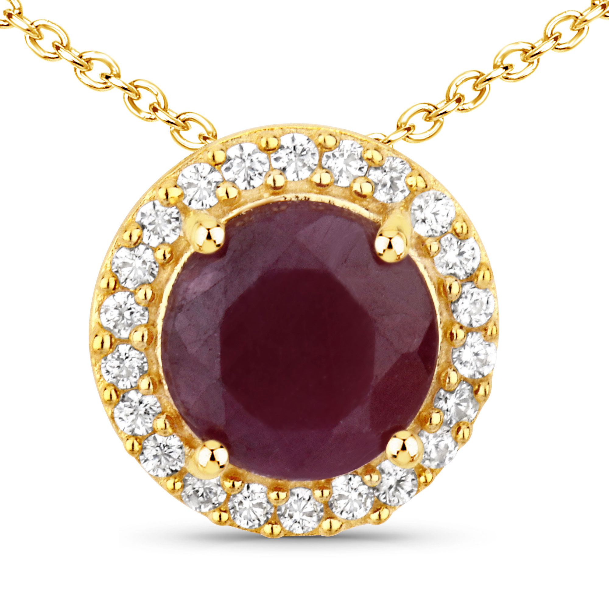 1.11 Carat Genuine Ruby and White Topaz .925 Sterling Silver Pendant