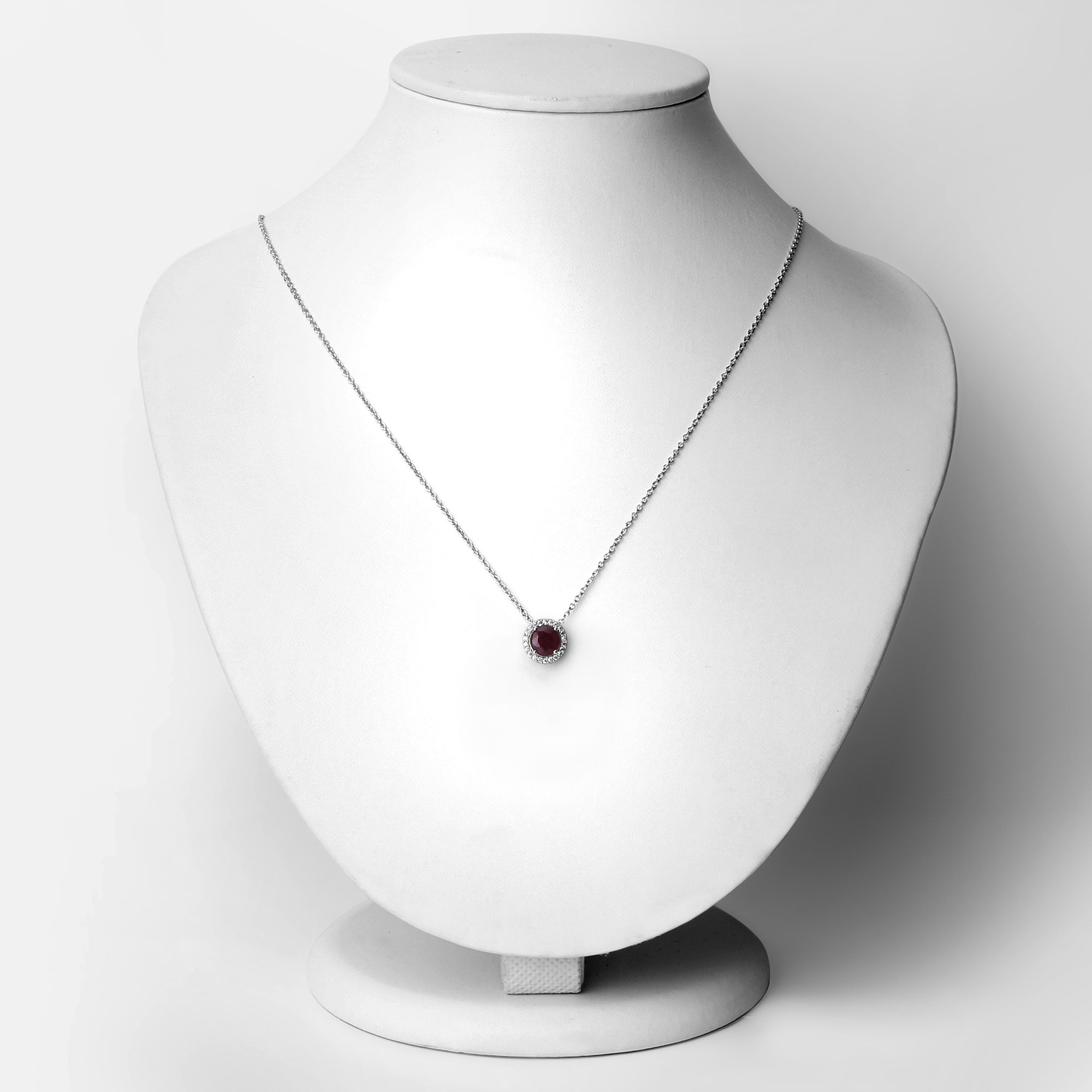 1.11 Carat Genuine Ruby and White Topaz .925 Sterling Silver Pendant