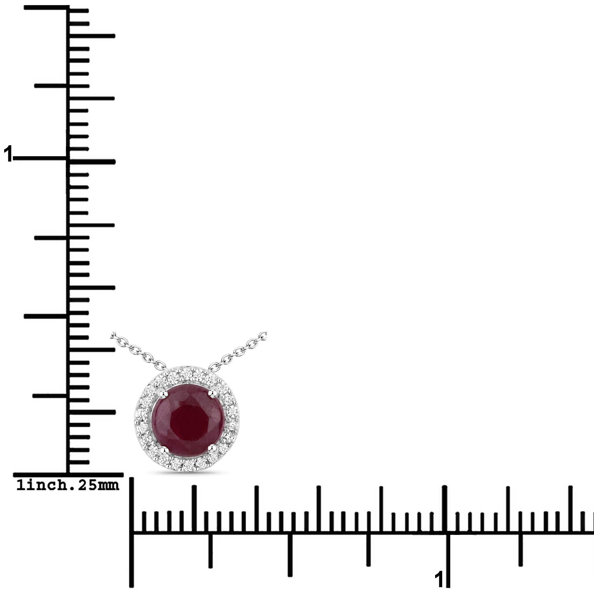 1.11 Carat Genuine Ruby and White Topaz .925 Sterling Silver Pendant