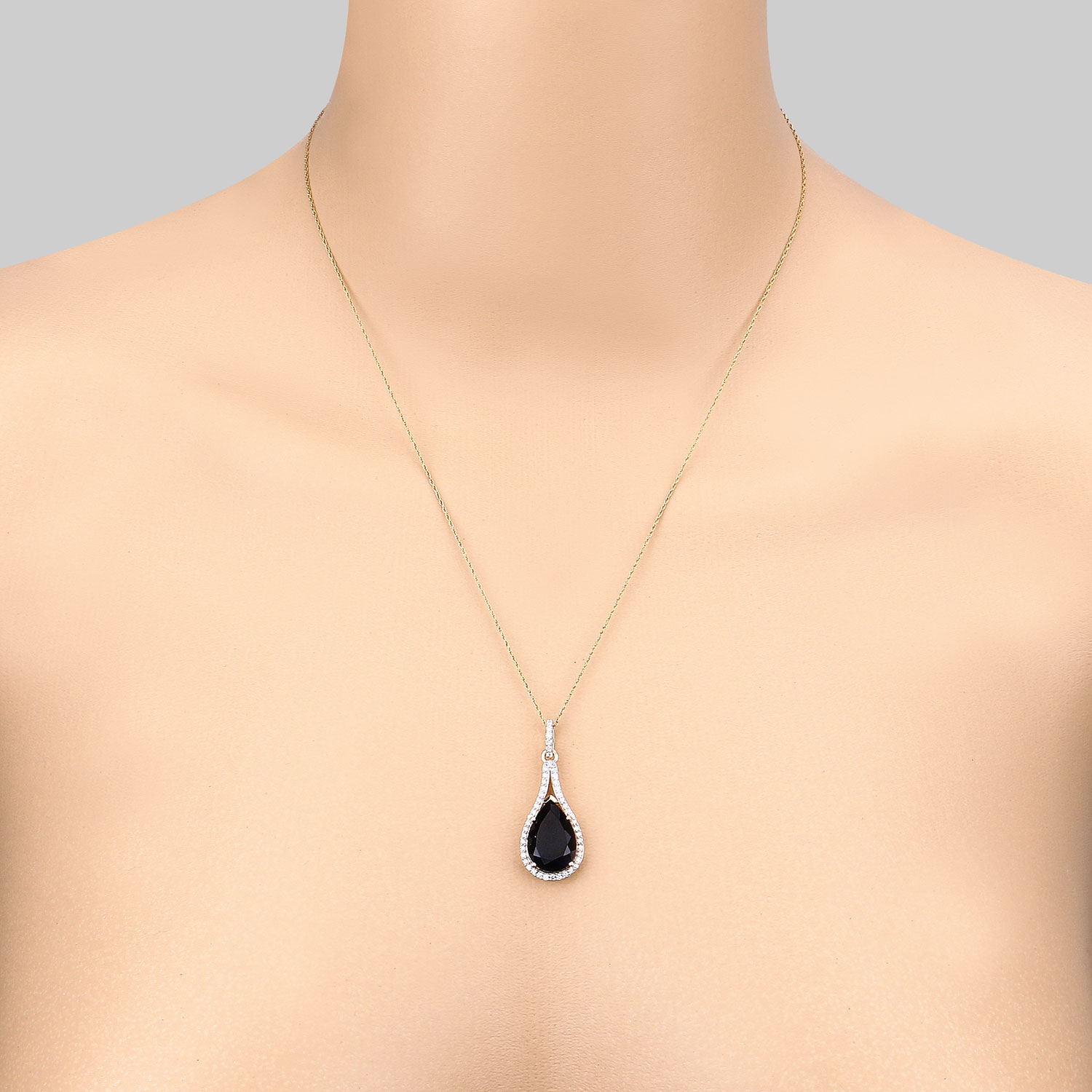 5.42 Carat Genuine Iolite and White Diamond 14K Yellow Gold Pendant