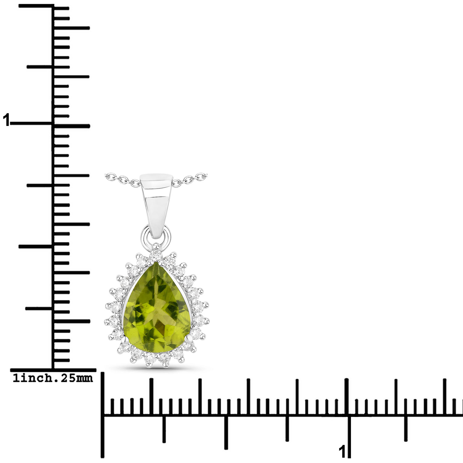 1.67 Carat Genuine Peridot and Lab Grown Diamond .925 Sterling Silver Pendant