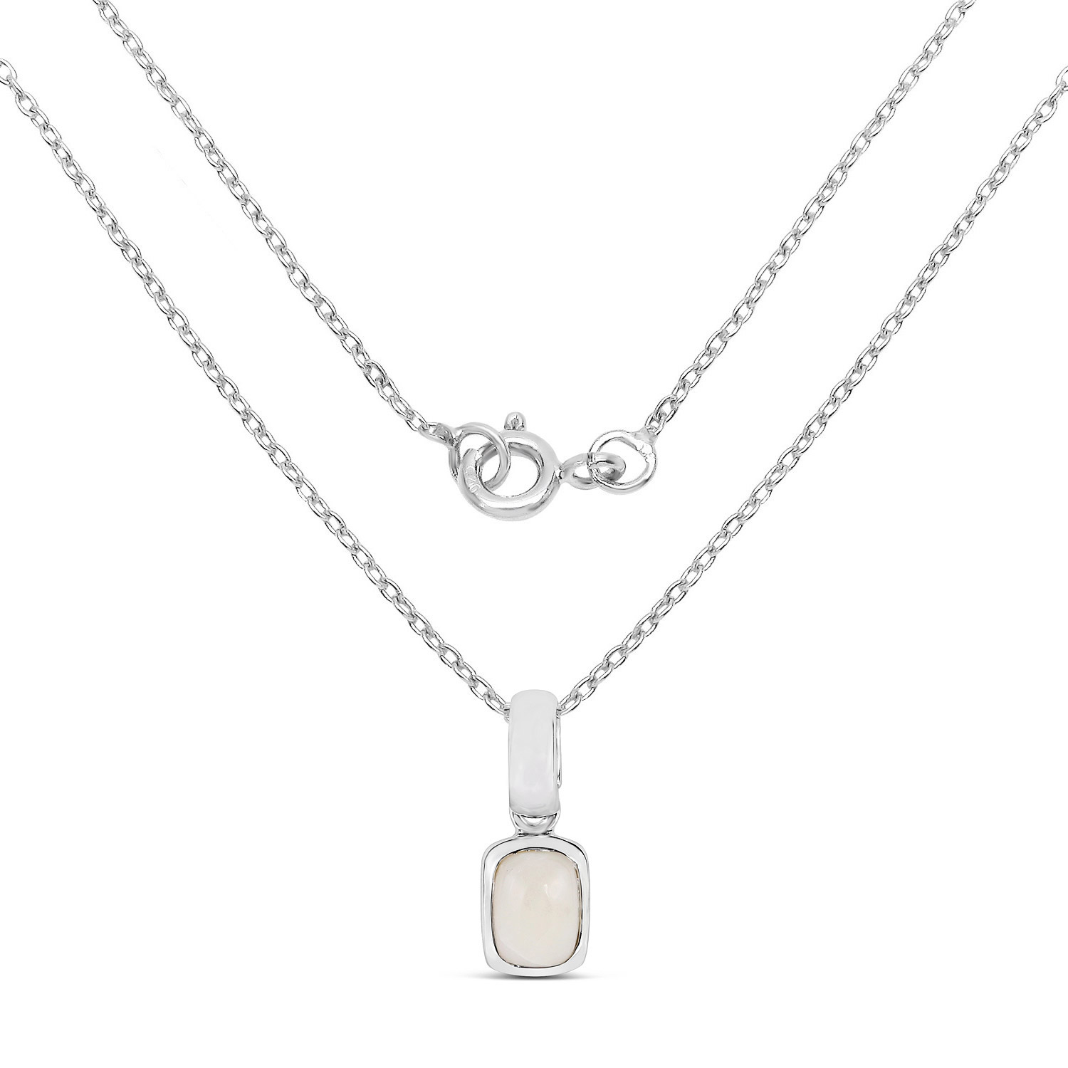 0.65 Carat Genuine Opal .925 Sterling Silver Pendant