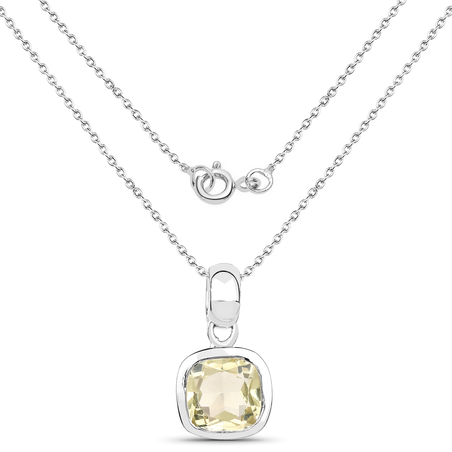 1.30 Carat Genuine Lemon Topaz .925 Sterling Silver Pendant