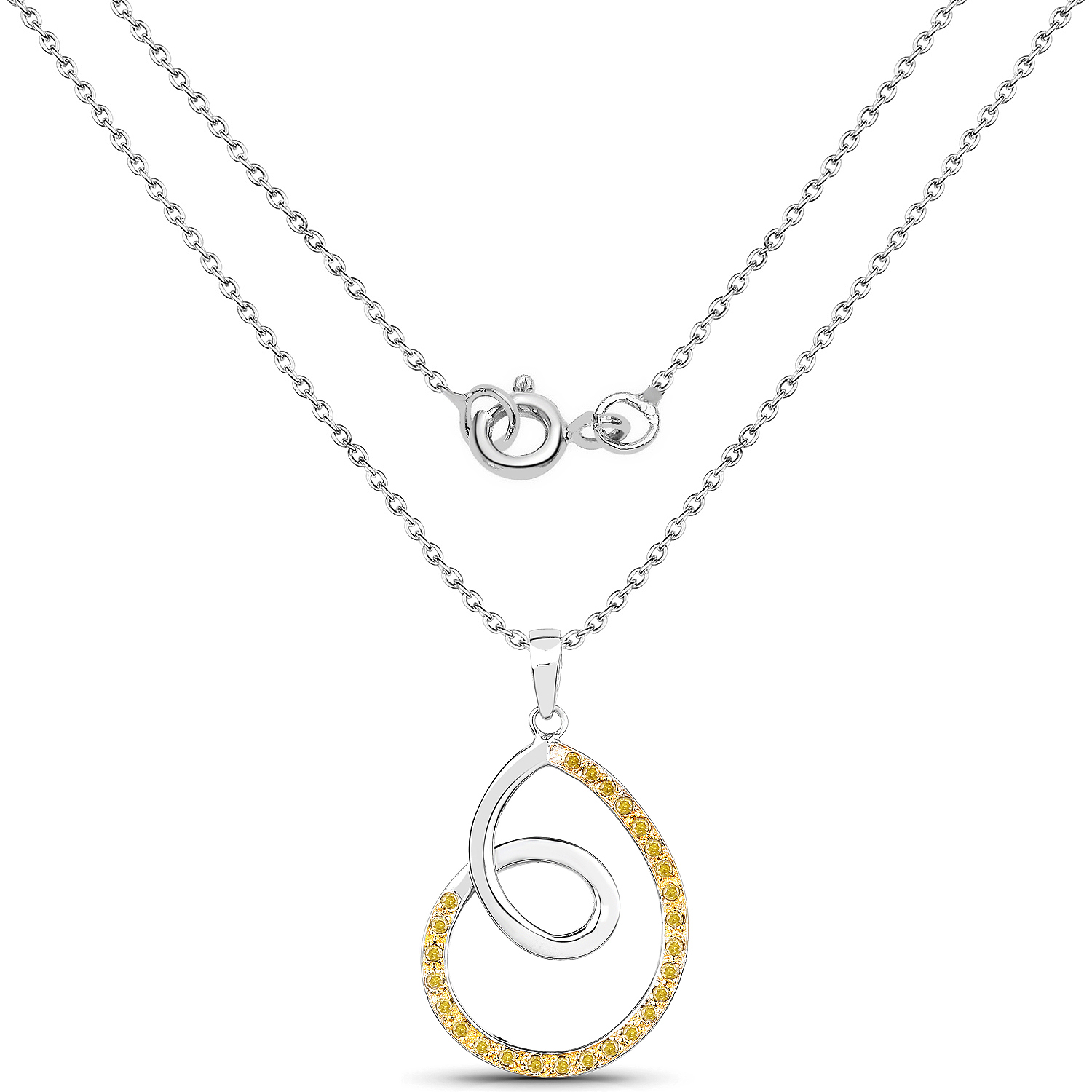 0.31 Carat Genuine Yellow Diamond .925 Sterling Silver Pendant