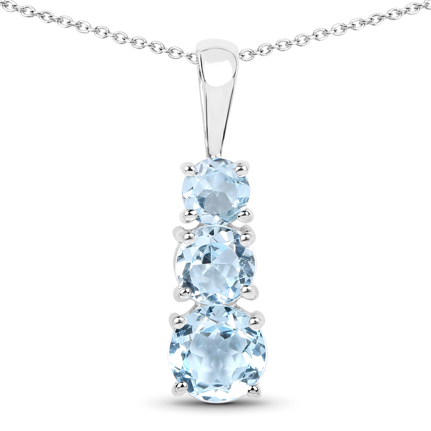 1.87 Carat Genuine Blue Topaz .925 Sterling Silver Pendant