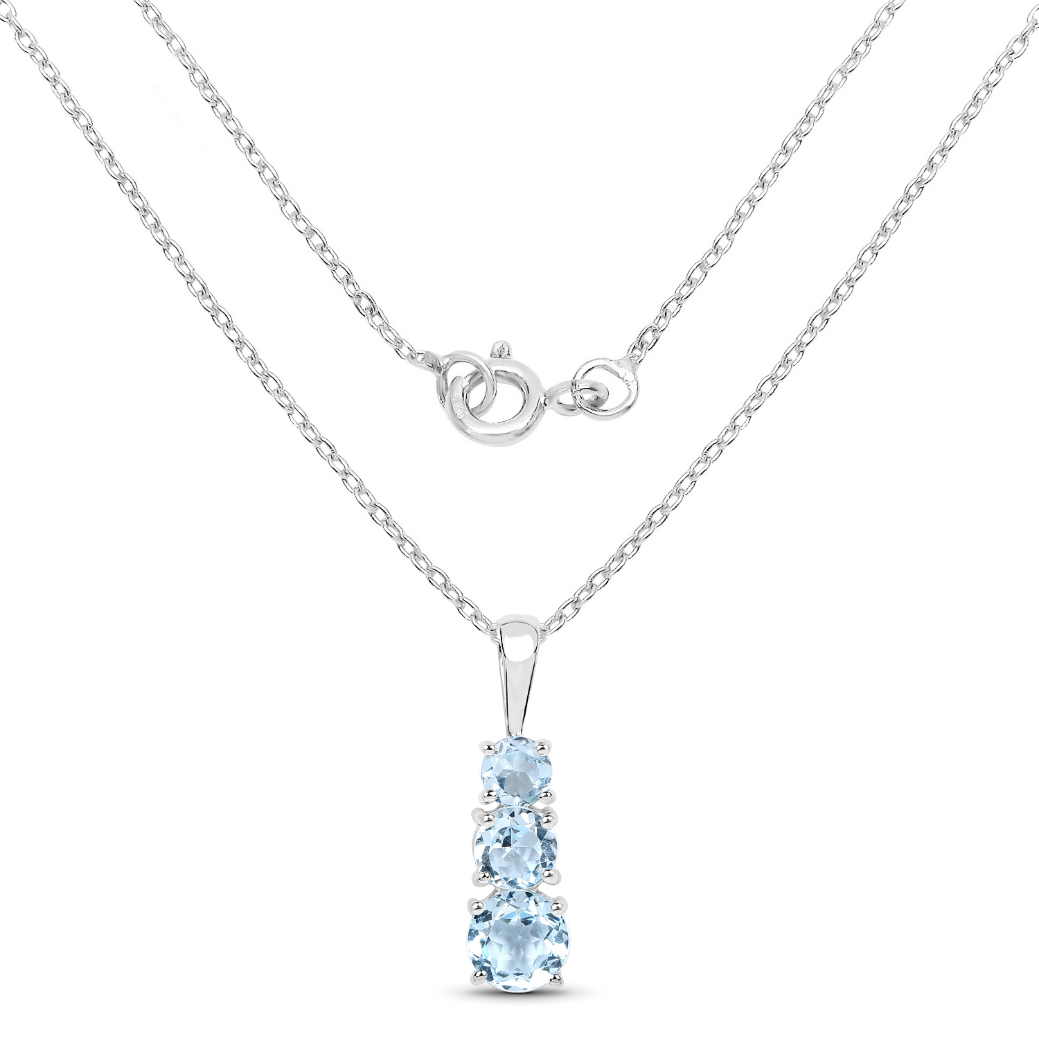 1.87 Carat Genuine Blue Topaz .925 Sterling Silver Pendant