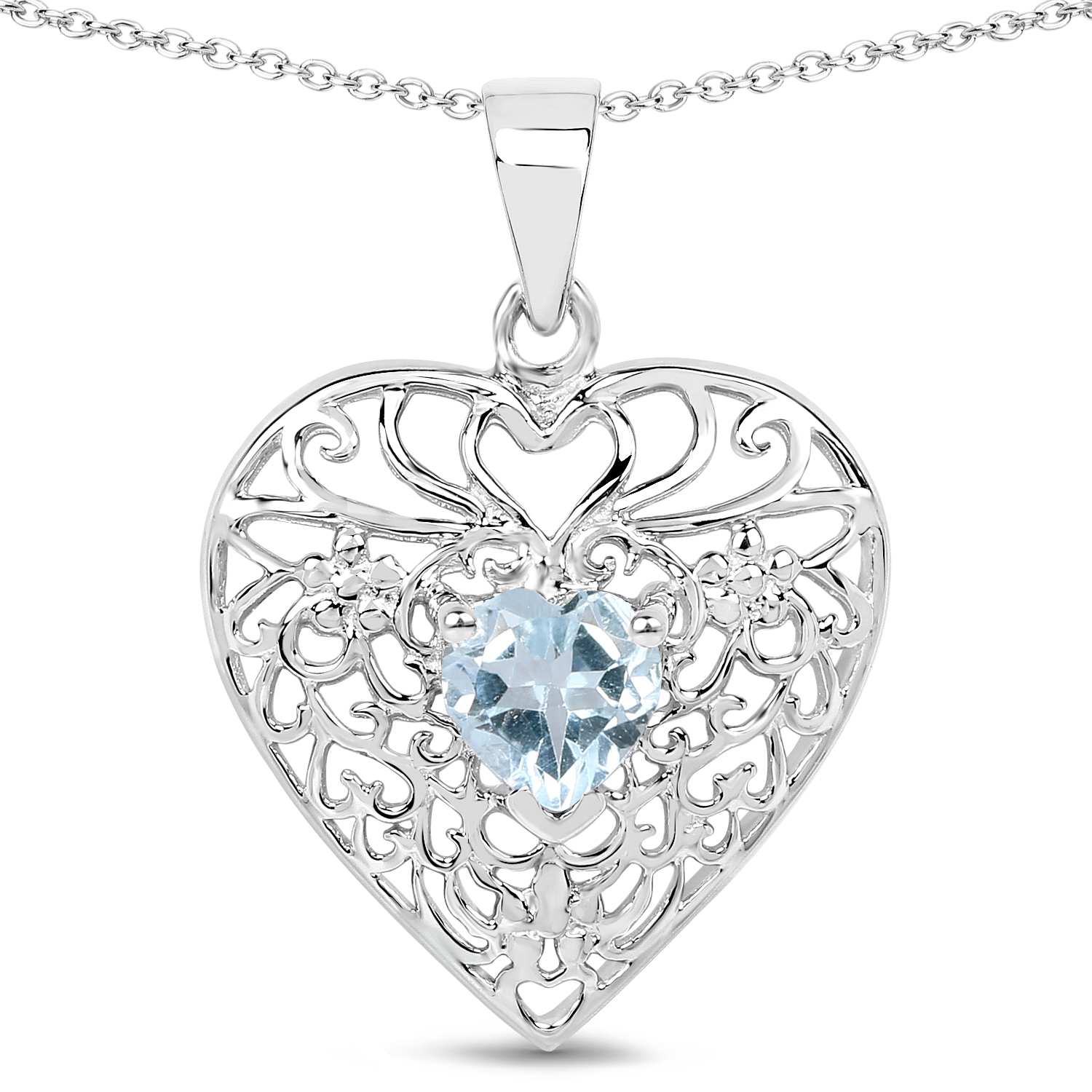 0.80 Carat Genuine Blue Topaz .925 Sterling Silver Pendant